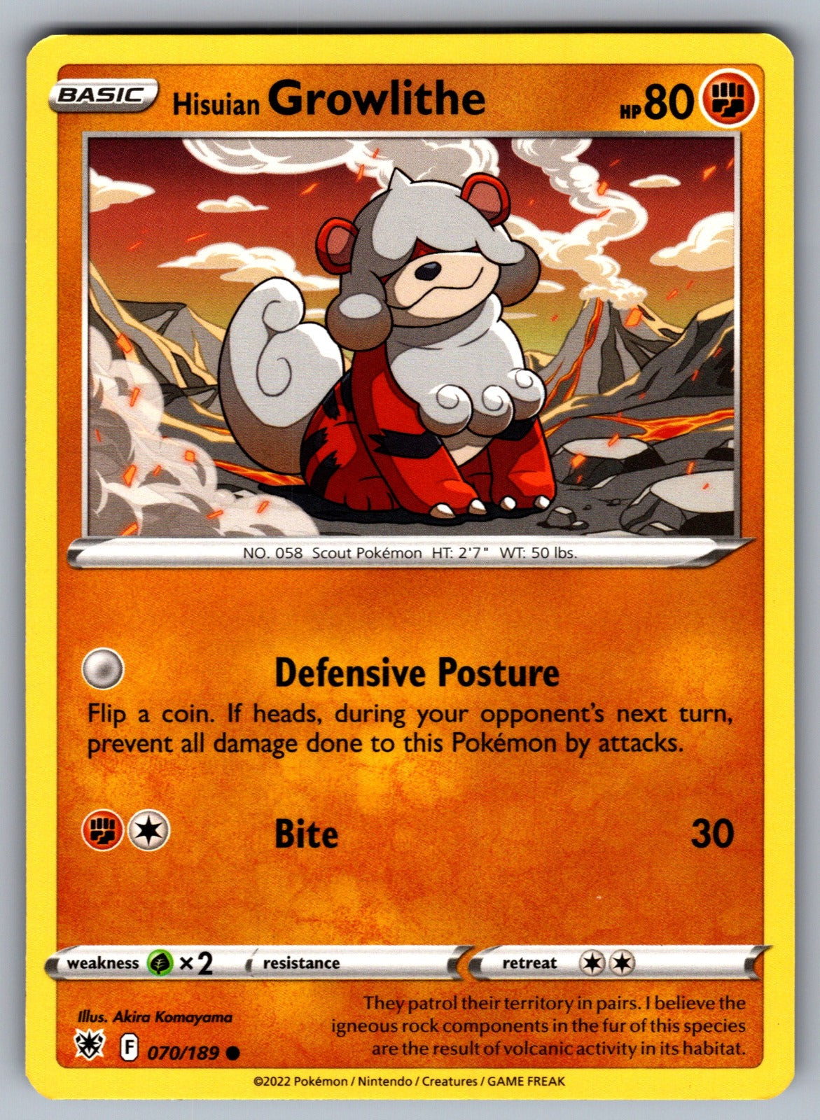 Hisuian Growlithe Common SWSH10: Astral Radiance 070/189 NM 2022