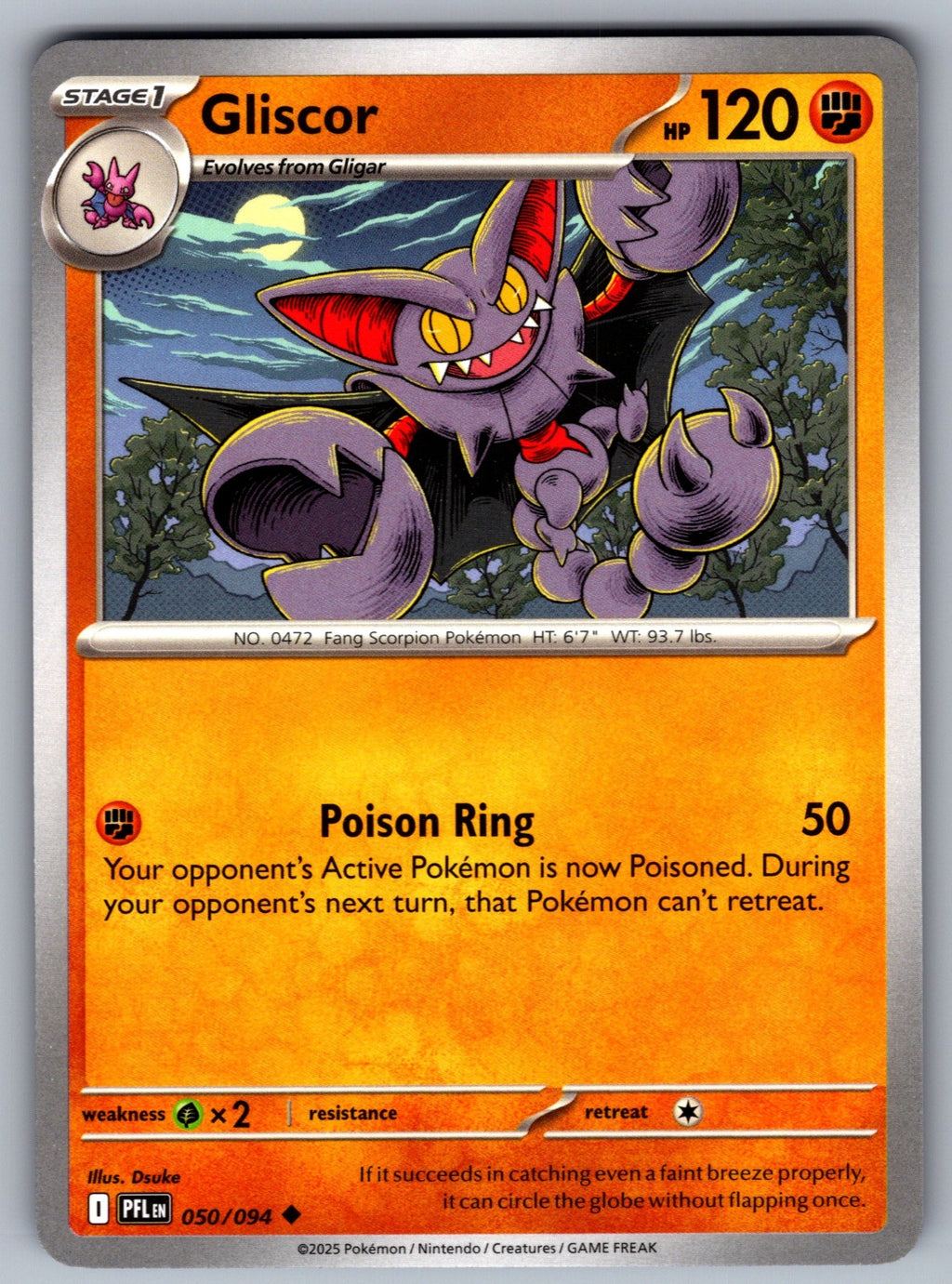 Gliscor Uncommon ME02: Phantasmal Flames 050/094 NM 2025