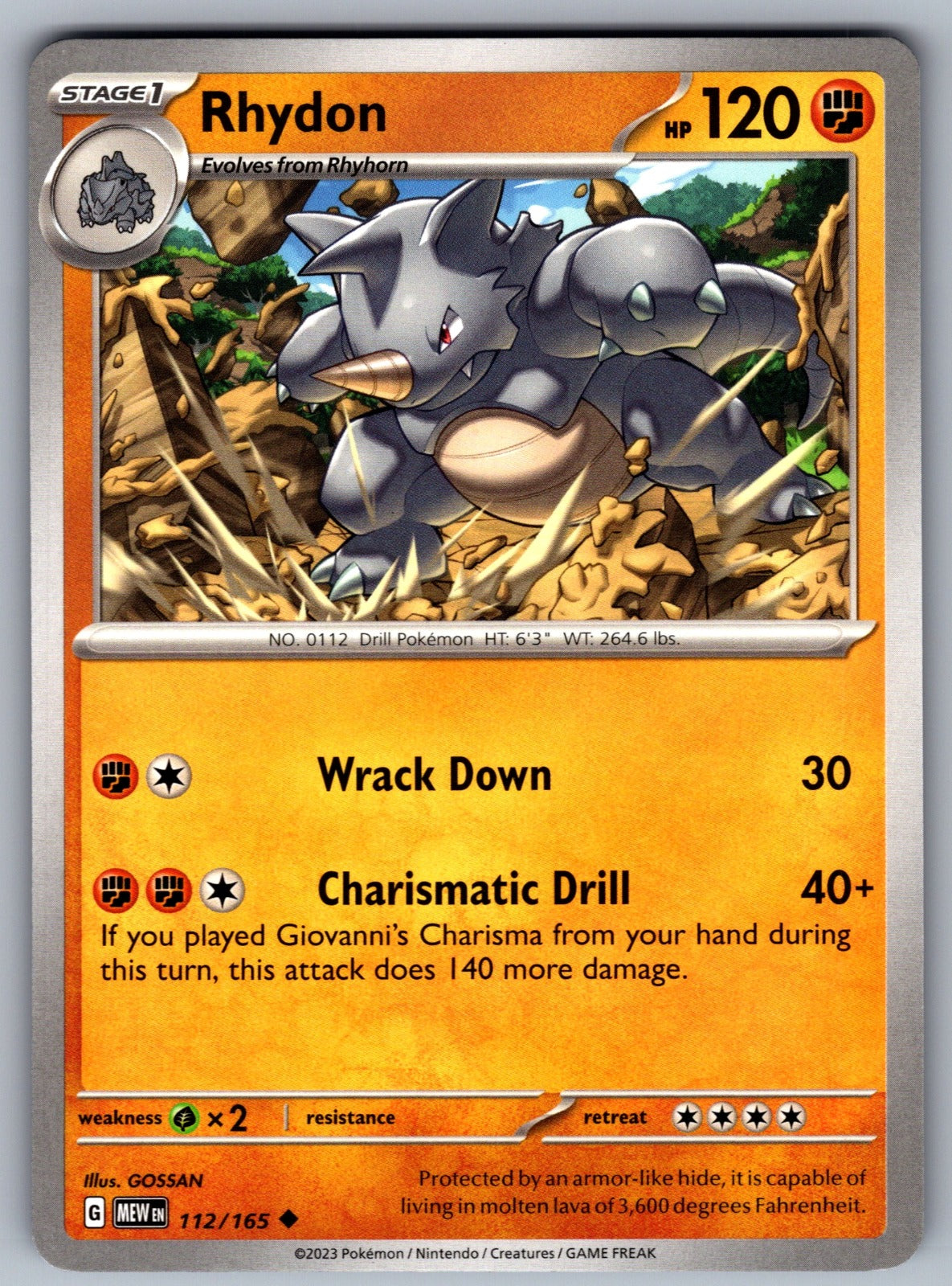 Rhydon Uncommon SV: Scarlet & Violet 151 112/165 NM 2023