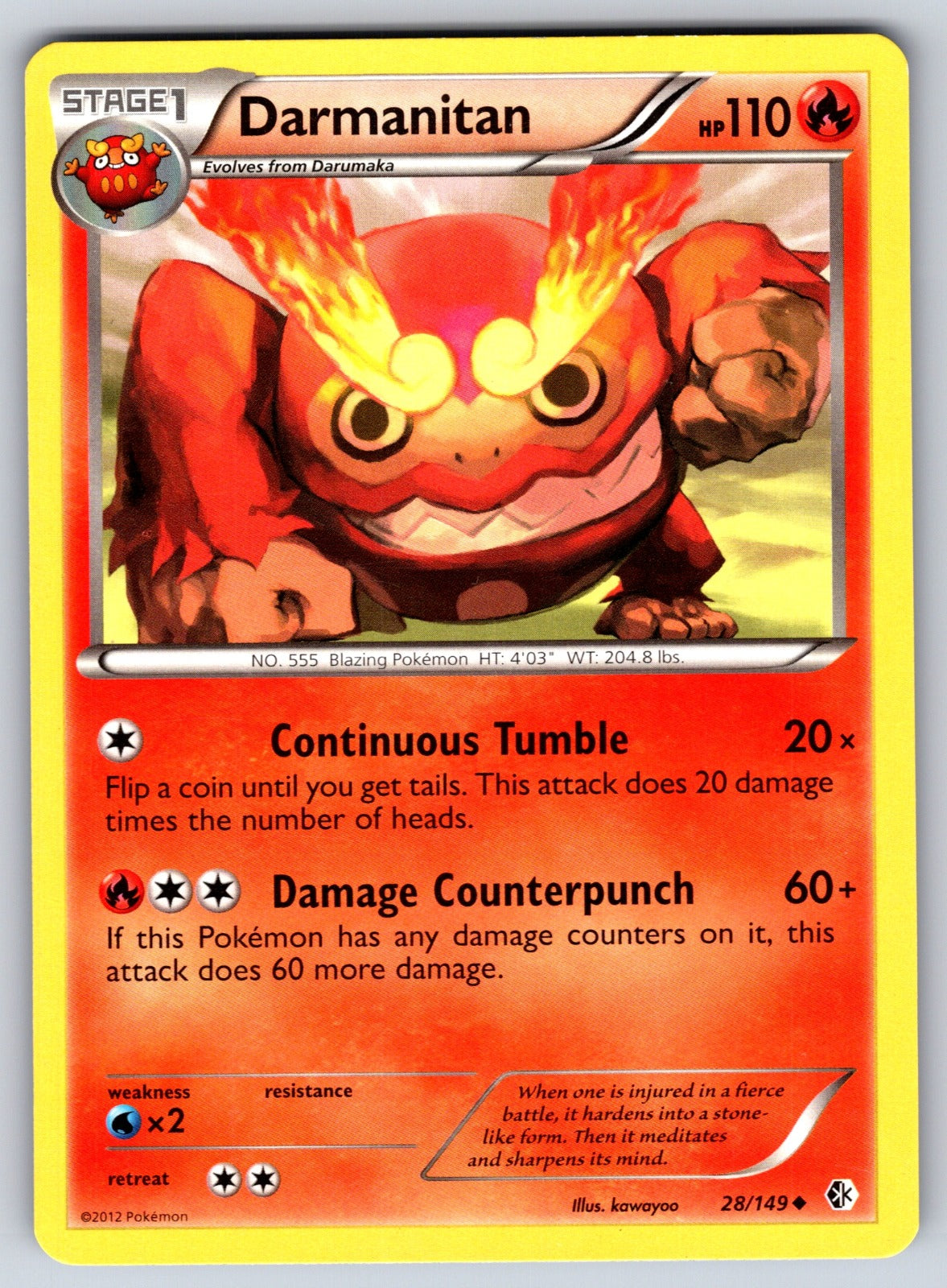 Darmanitan Uncommon Boundaries Crossed 28/149 LP 2012