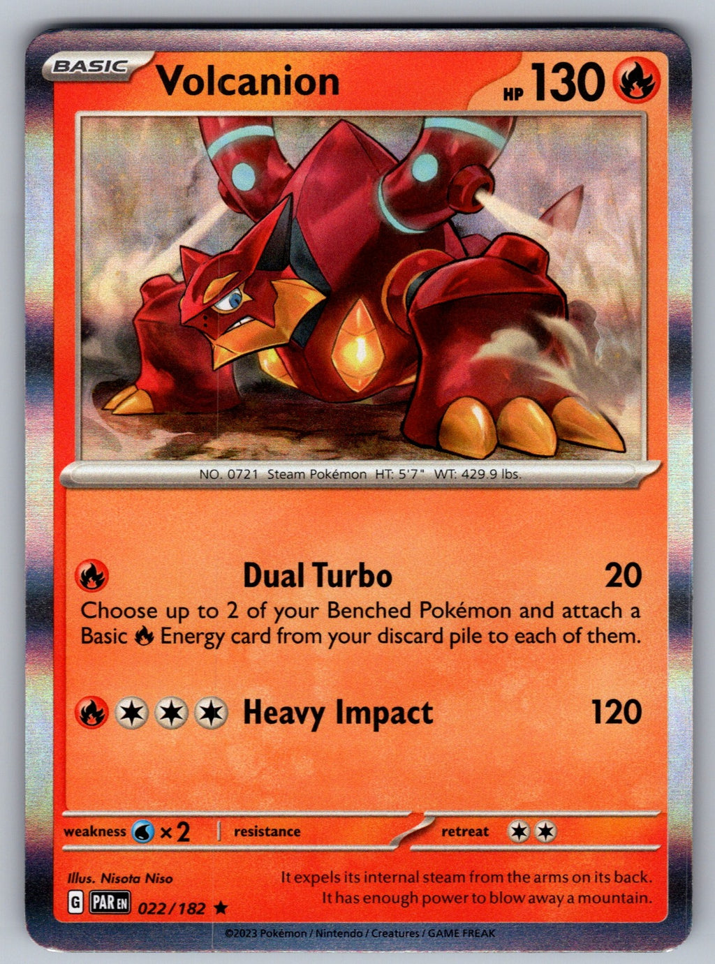 Volcanion Holo Rare SV04: Paradox Rift 022/182 NM 2023