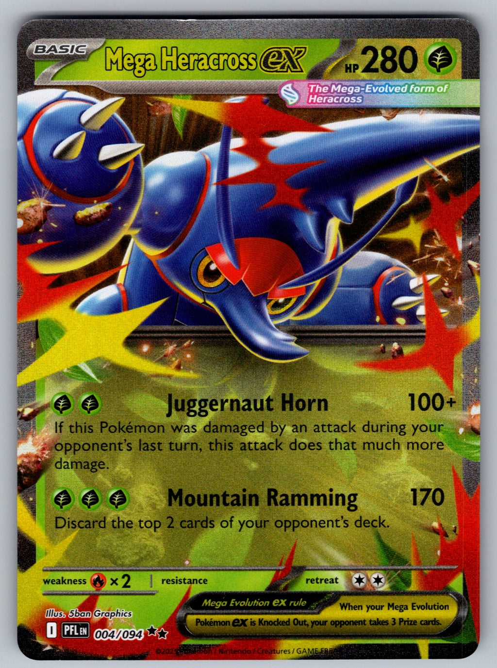 Mega Heracross ex - Holo Double Rare ME02: Phantasmal Flames 004/094 NM 2025