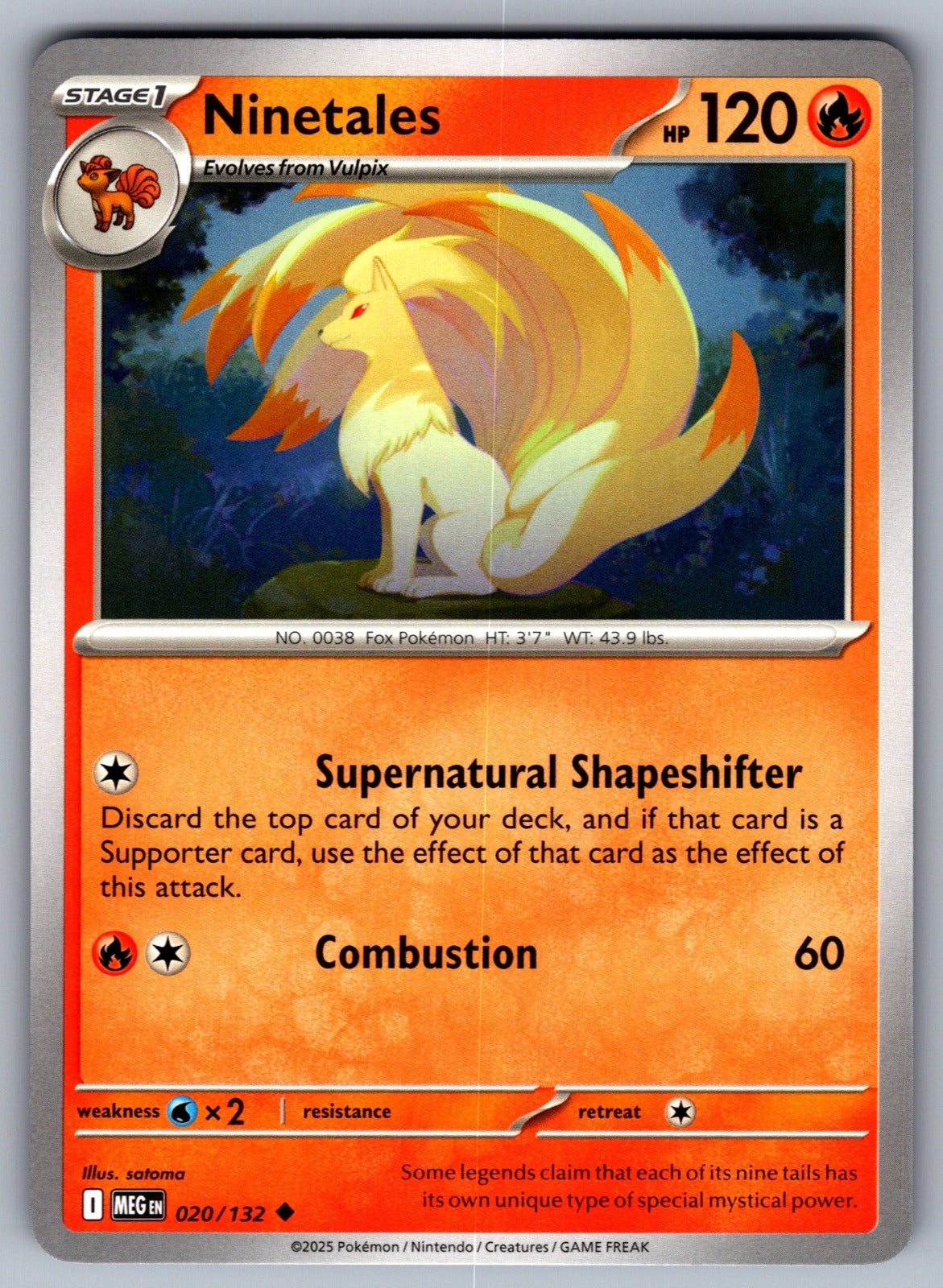 Ninetales Uncommon ME01: Mega Evolution 020/132 NM 2025