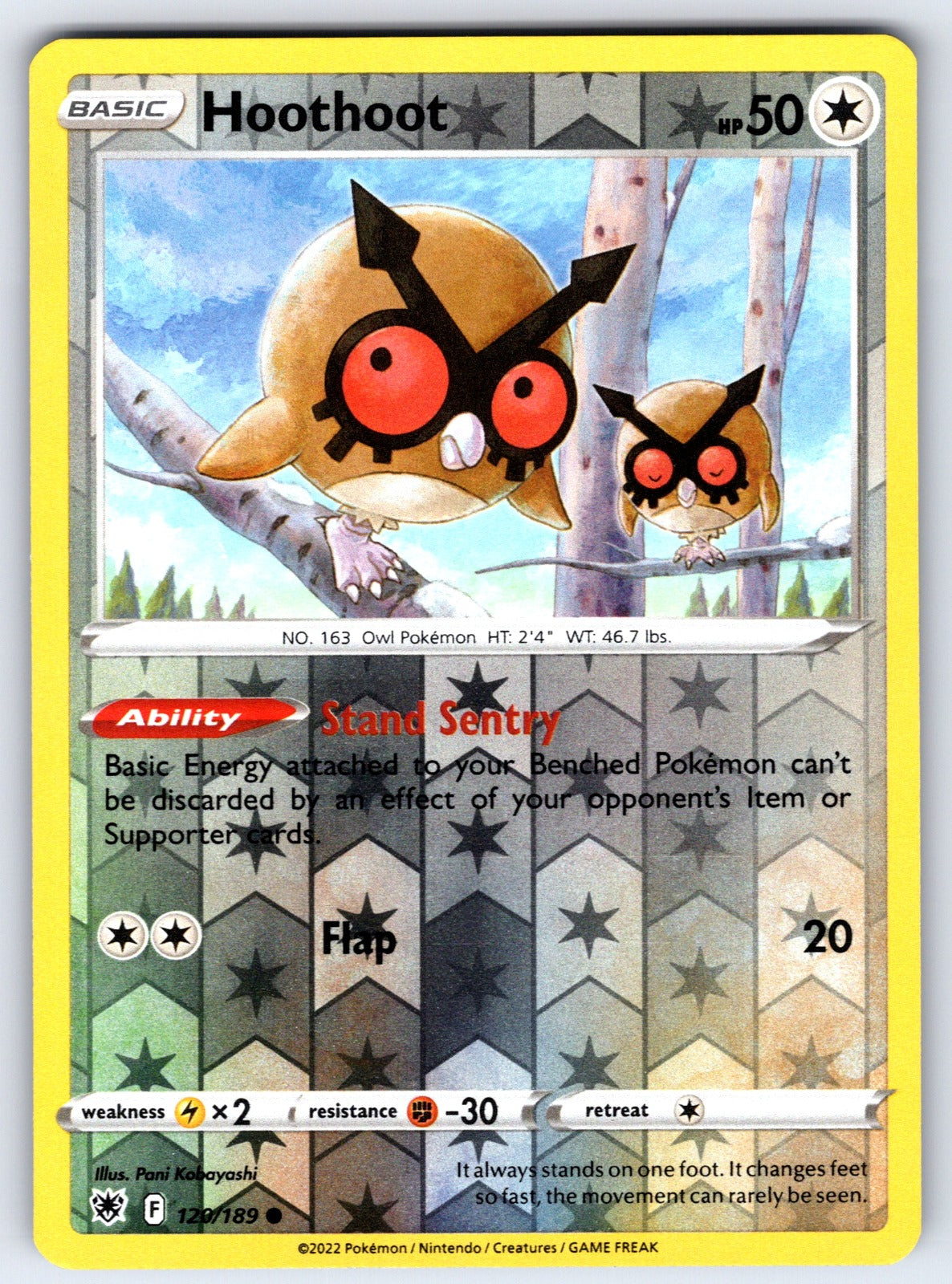 Hoothoot Reverse Holo Common SWSH10: Astral Radiance 120/189 NM 2022
