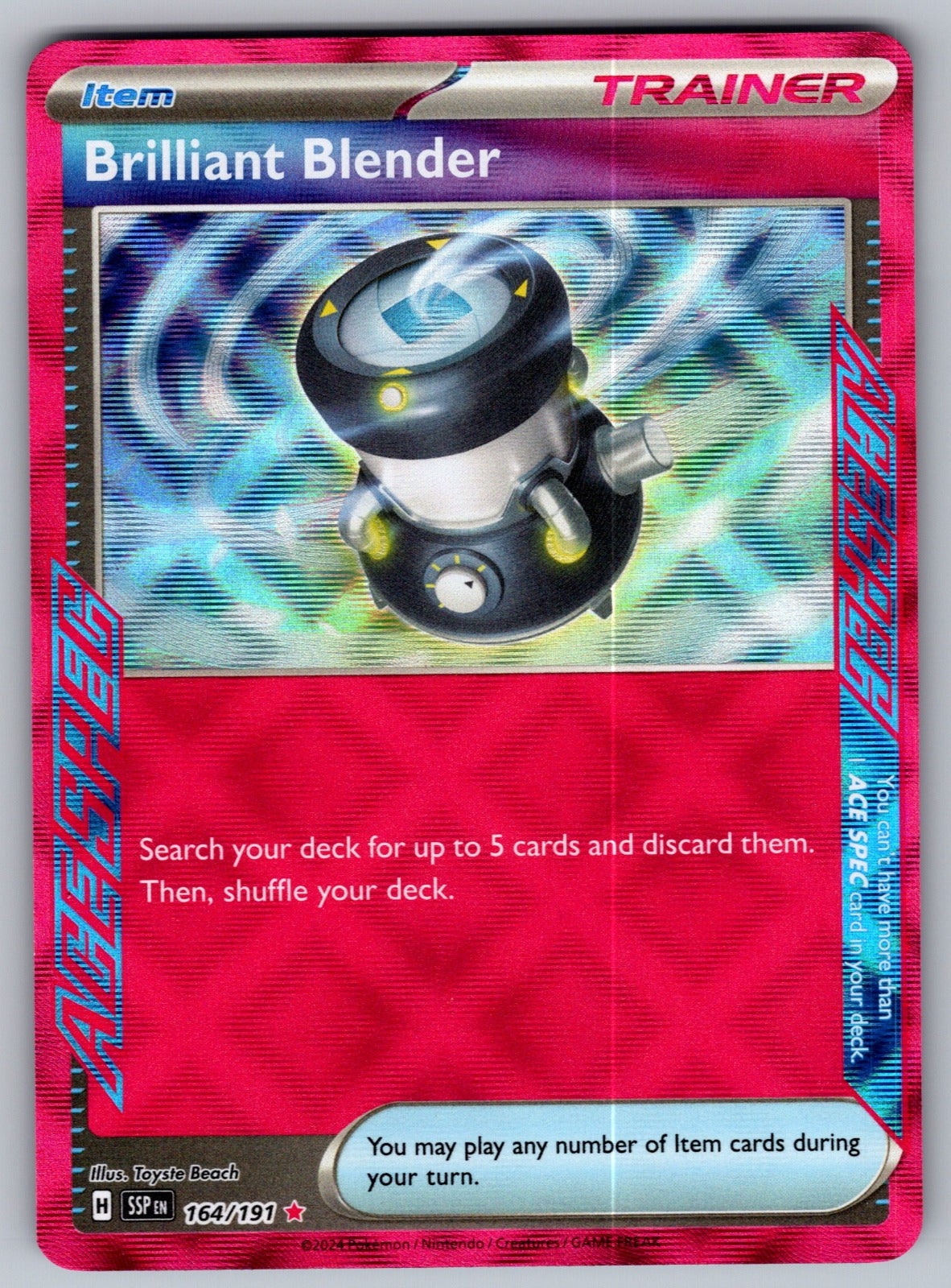 Brilliant Blender Holo ACE SPEC Rare SV08: Surging Sparks 164/191 NM 2024