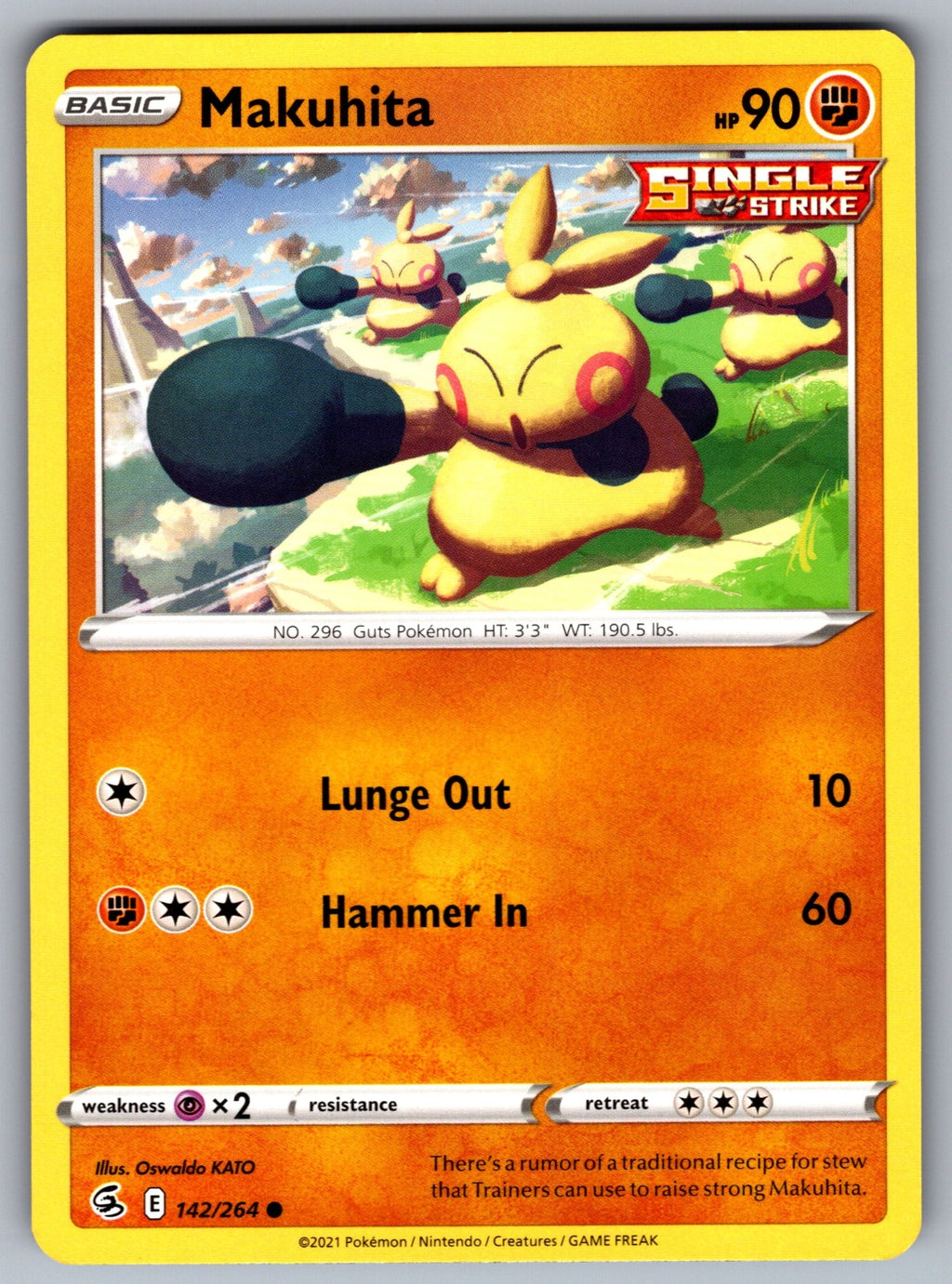 Makuhita Common SWSH08: Fusion Strike 142/264 NM 2021