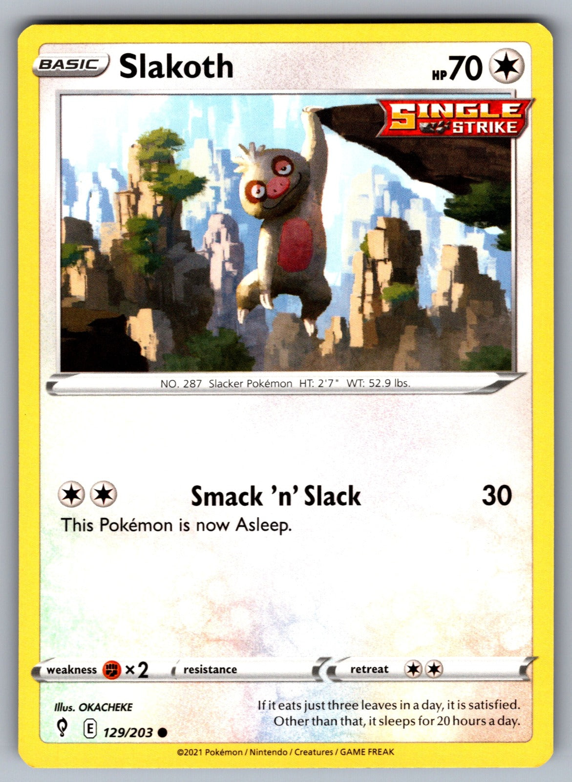 Slakoth Common SWSH07: Evolving Skies 129/203 NM 2021