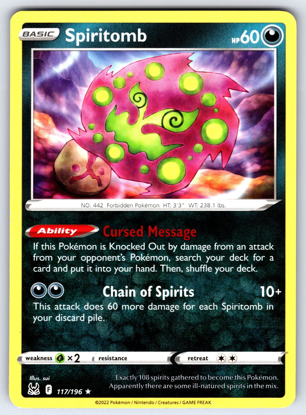 Spiritomb Rare SWSH11: Lost Origin 117/196 NM 2022