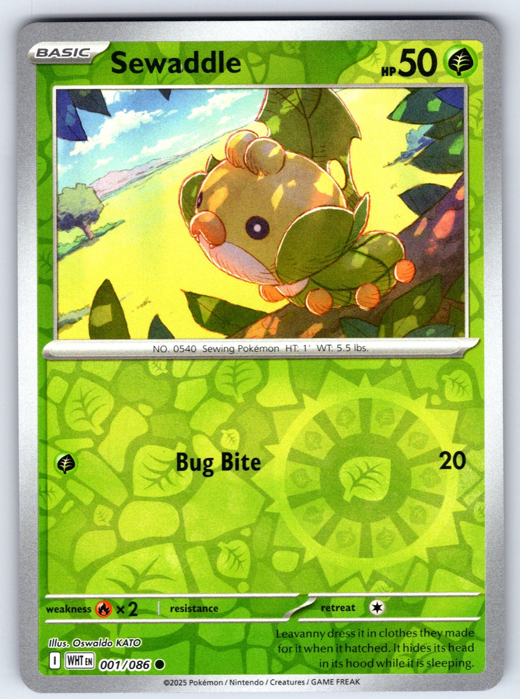 Sewaddle Reverse Holo Common SV: White Flare 001/086 NM 2025