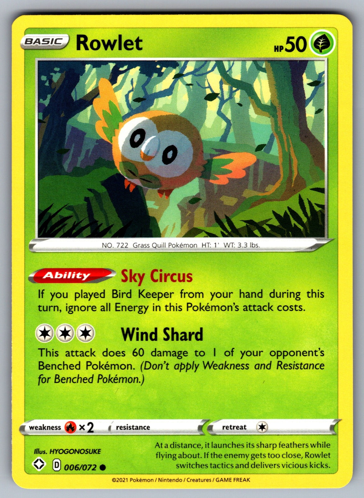 Rowlet Common Shining Fates 006/072 NM 2021