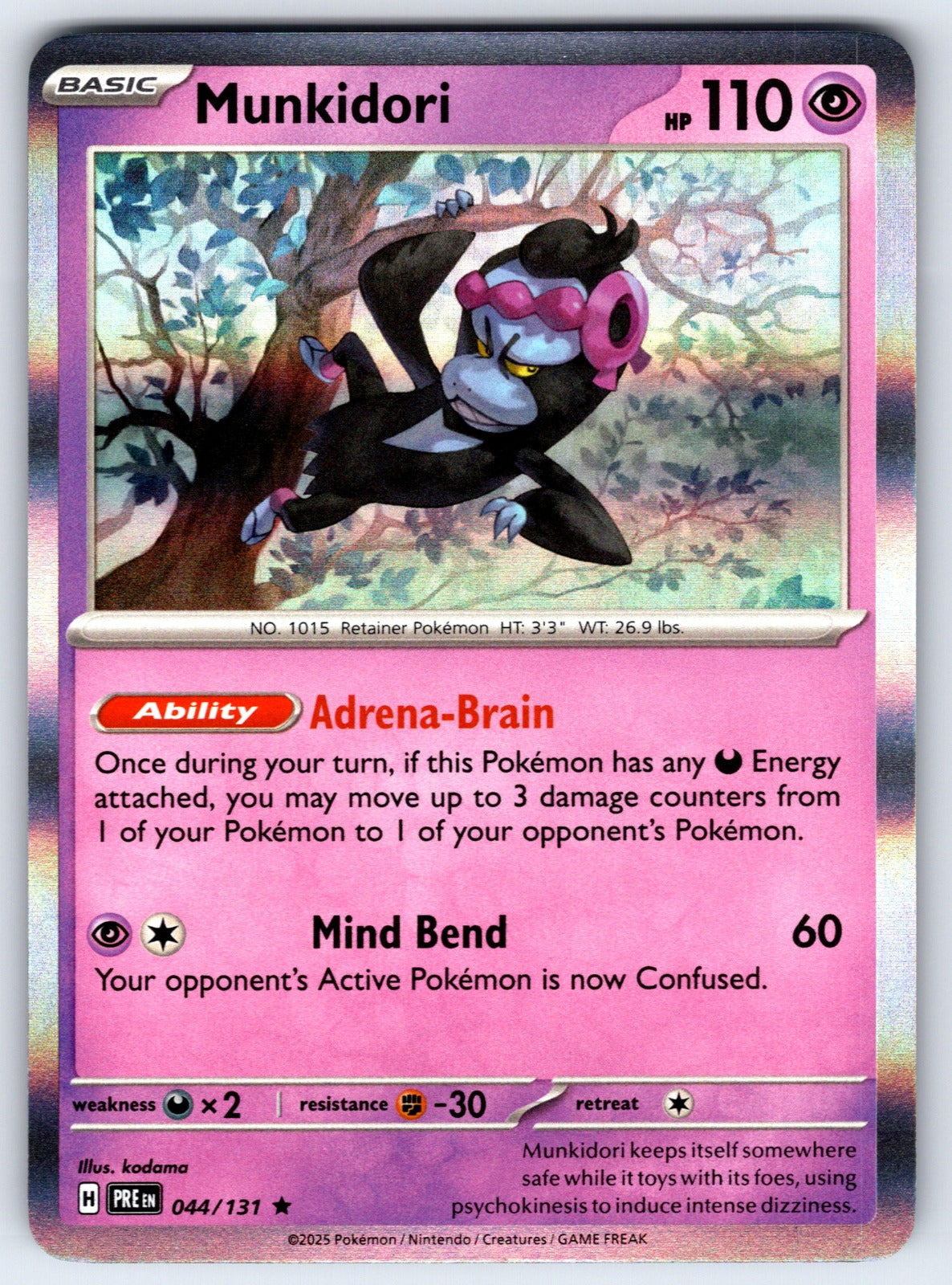 Munkidori Holo Rare SV: Prismatic Evolutions 044/131 NM 2025