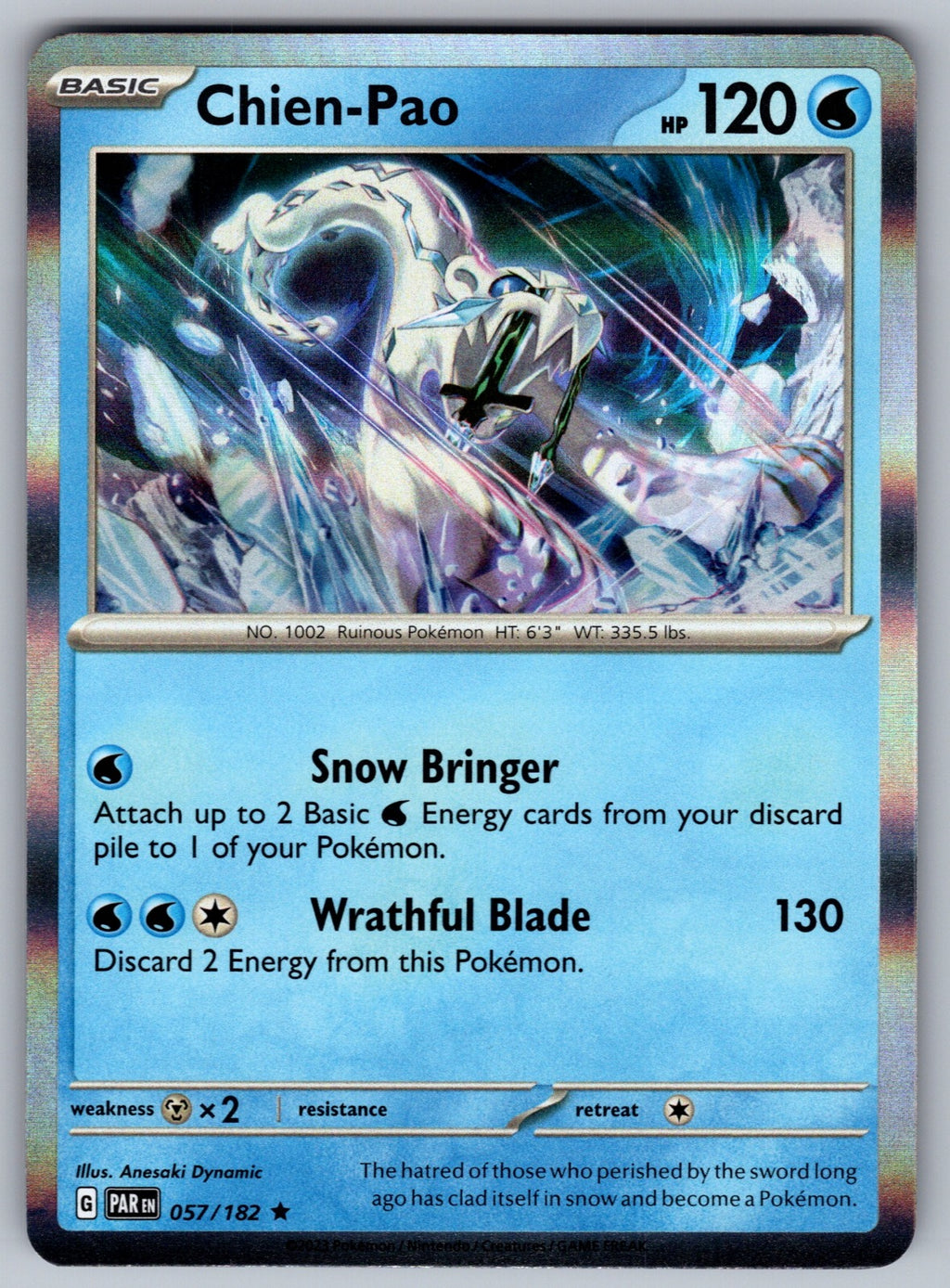 Chien-Pao Holo Rare SV04: Paradox Rift 057/182 NM 2023