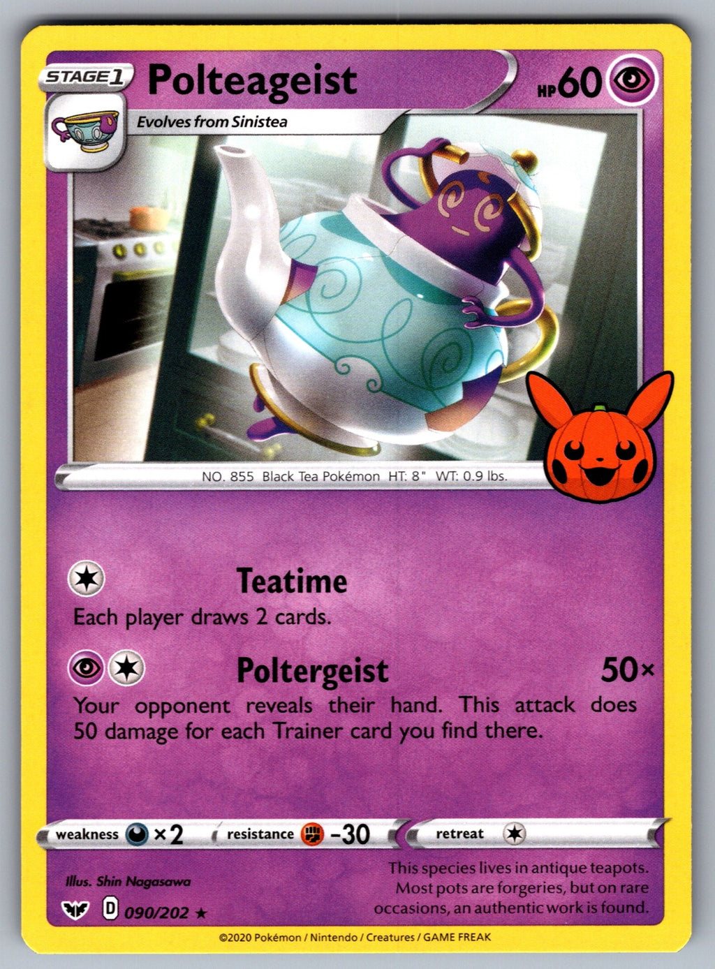 Polteageist Rare SWSH01: Sword & Shield Base Set 090/202 NM 2020