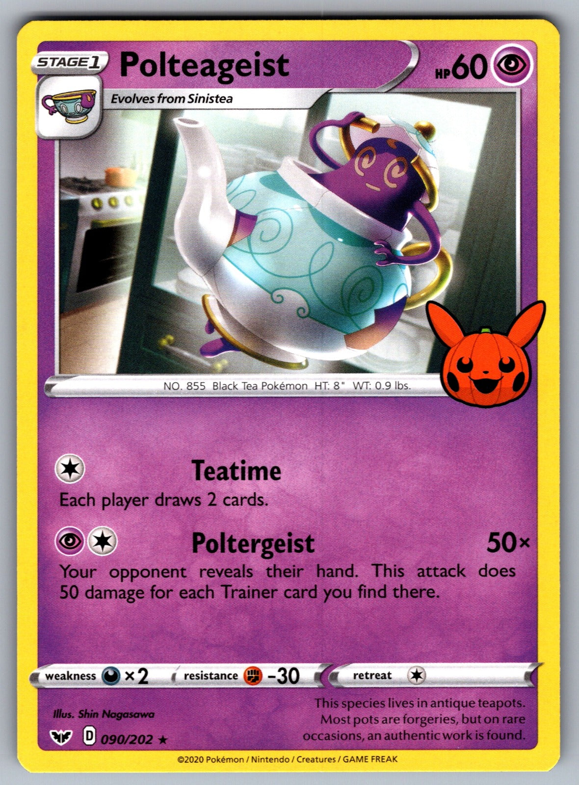 Polteageist Rare SWSH01: Sword & Shield Base Set 090/202 NM 2020