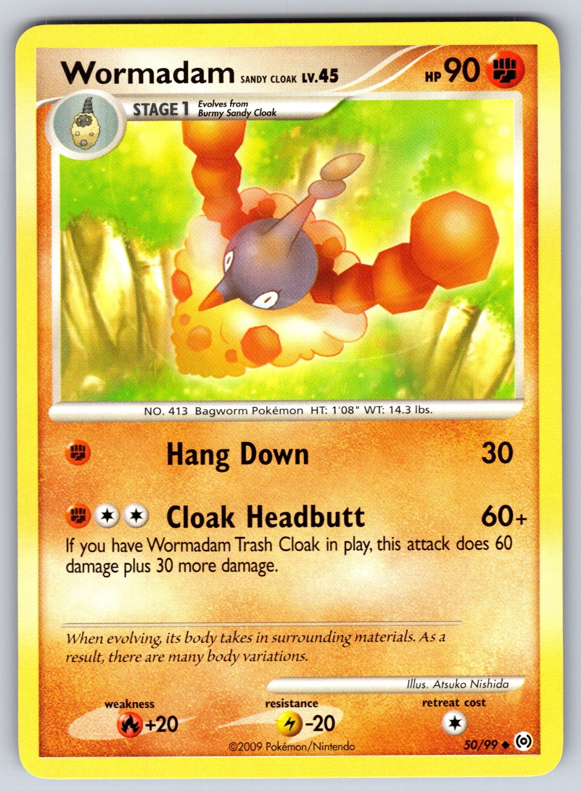 Wormadam Sandy Cloak Uncommon Arceus 50/99 LP 2009
