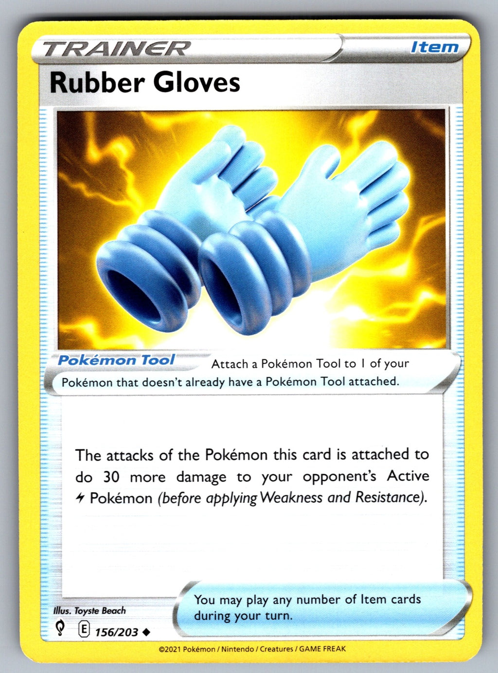Rubber Gloves Uncommon SWSH07: Evolving Skies 156/203 NM 2021