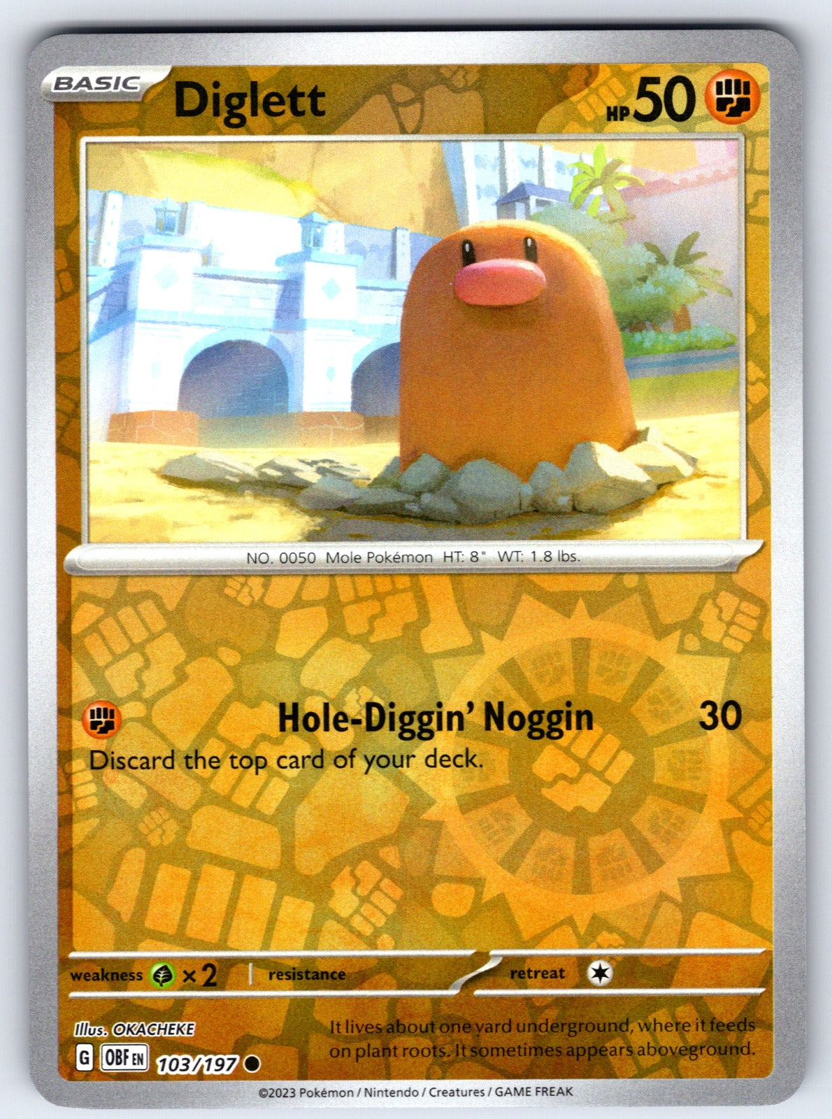 Diglett Reverse Holo Common SV03: Obsidian Flames 103/197 NM 2023