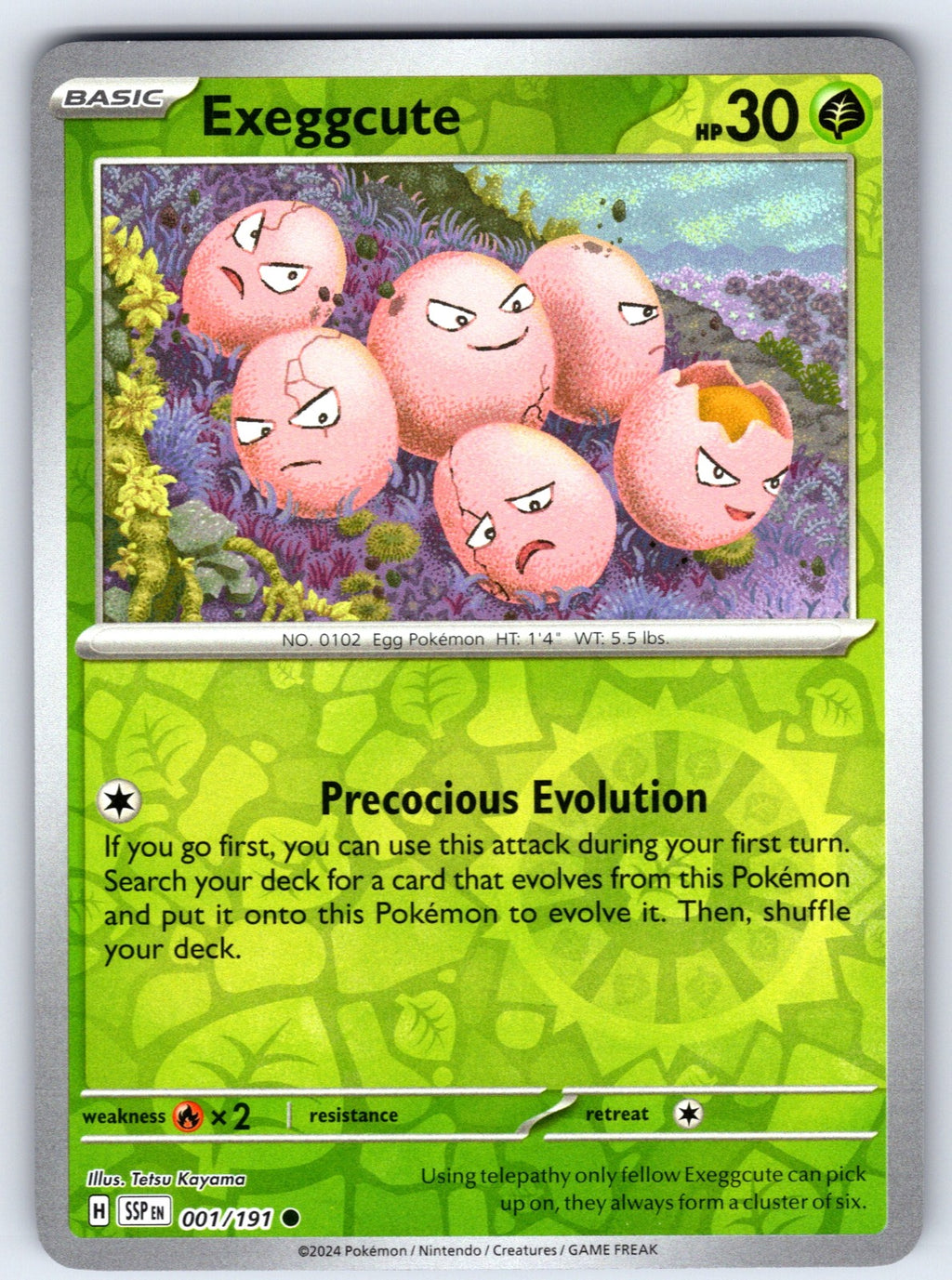 Exeggcute Reverse Holo Common SV08: Surging Sparks 001/191 NM 2024