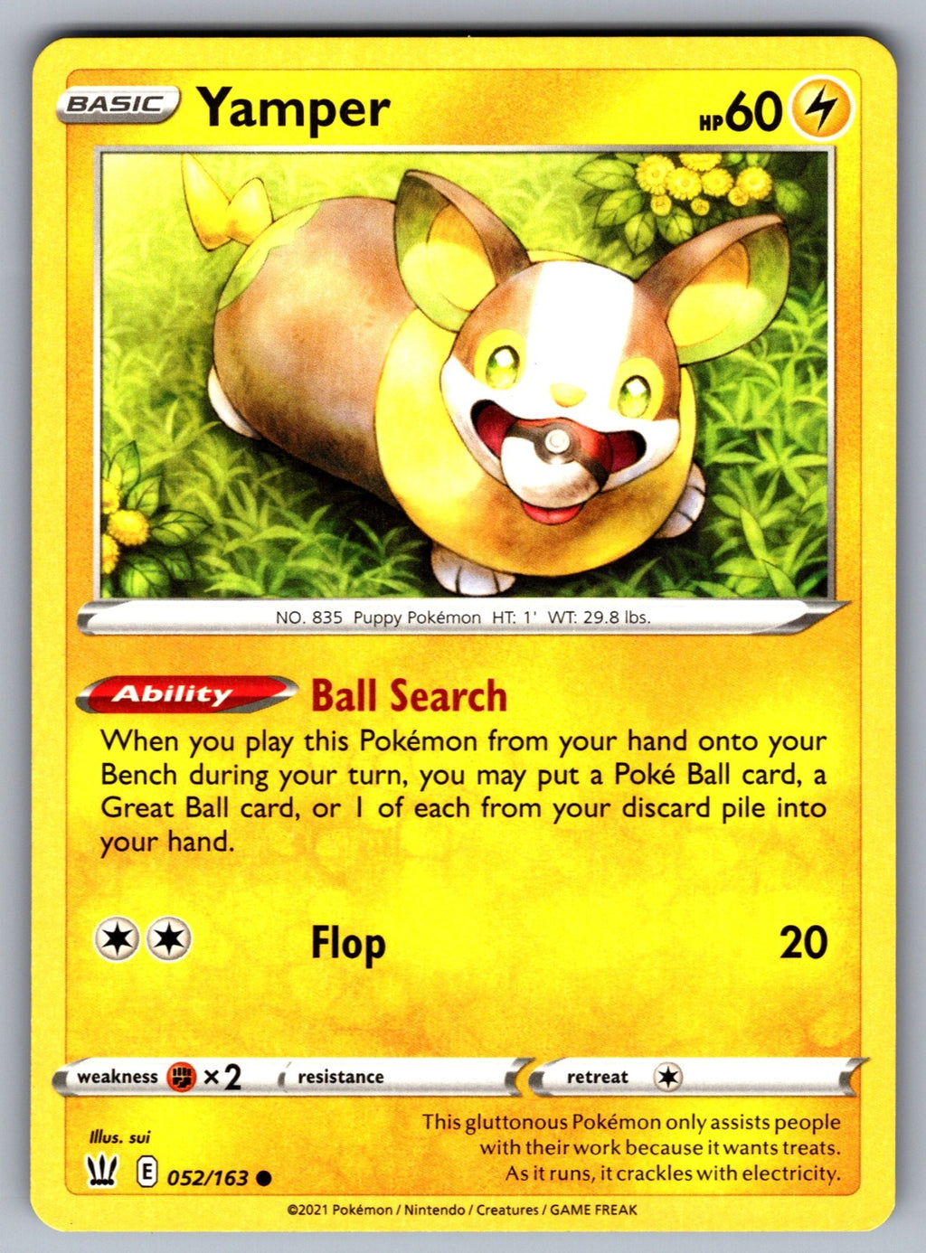 Yamper Common SWSH05: Battle Styles 052/163 NM 2021
