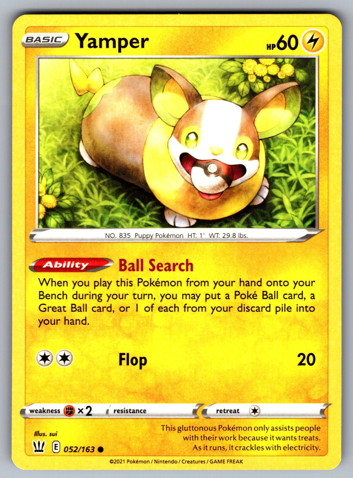 Yamper Common SWSH05: Battle Styles 052/163 NM 2021