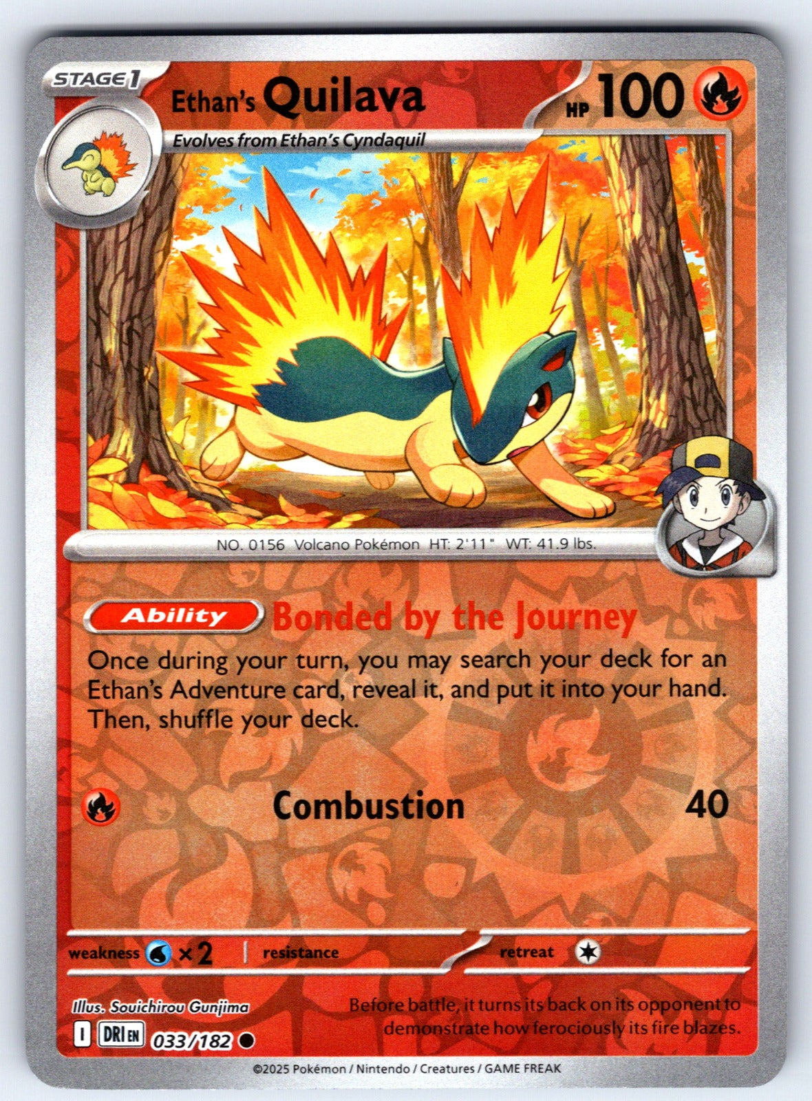 Ethan's Quilava Reverse Holo Common SV10: Destined Rivals 033/182 NM 2025