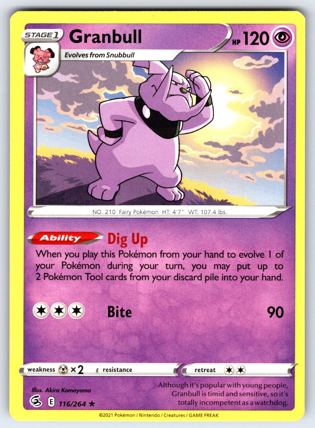 Granbull Rare SWSH08: Fusion Strike 116/264 LP 2021