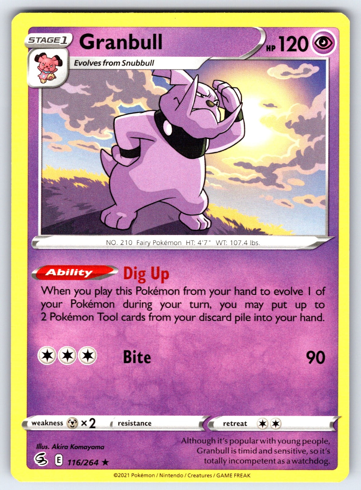 Granbull Rare SWSH08: Fusion Strike 116/264 LP 2021