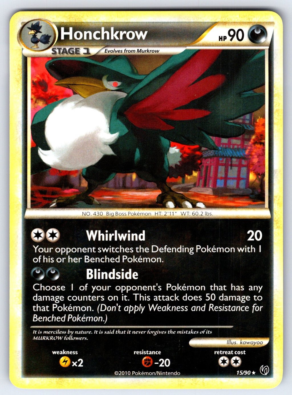 Honchkrow (15) Rare Undaunted 15/90 LP 2010