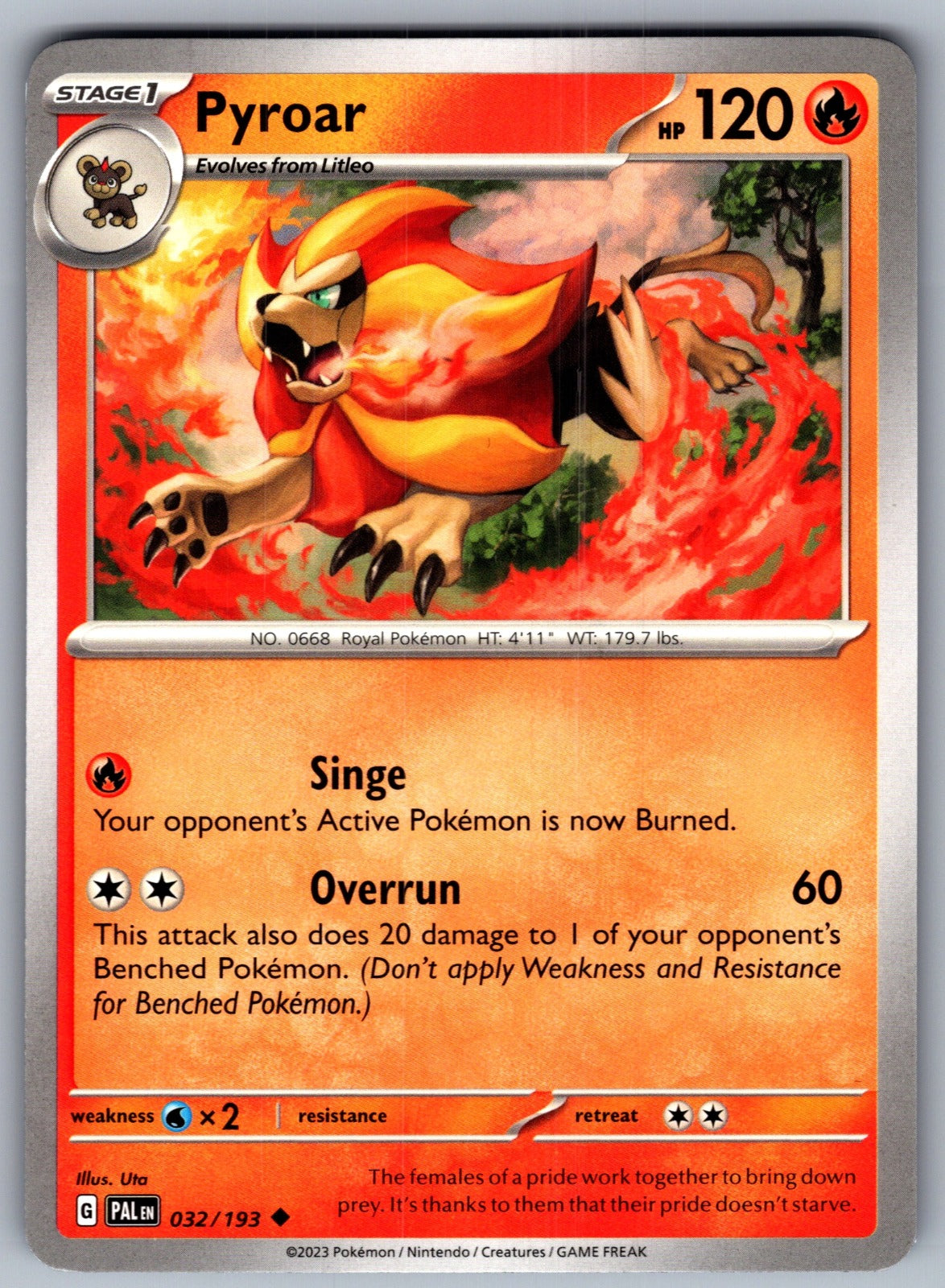 Pyroar Uncommon SV02: Paldea Evolved 032/193 NM 2023
