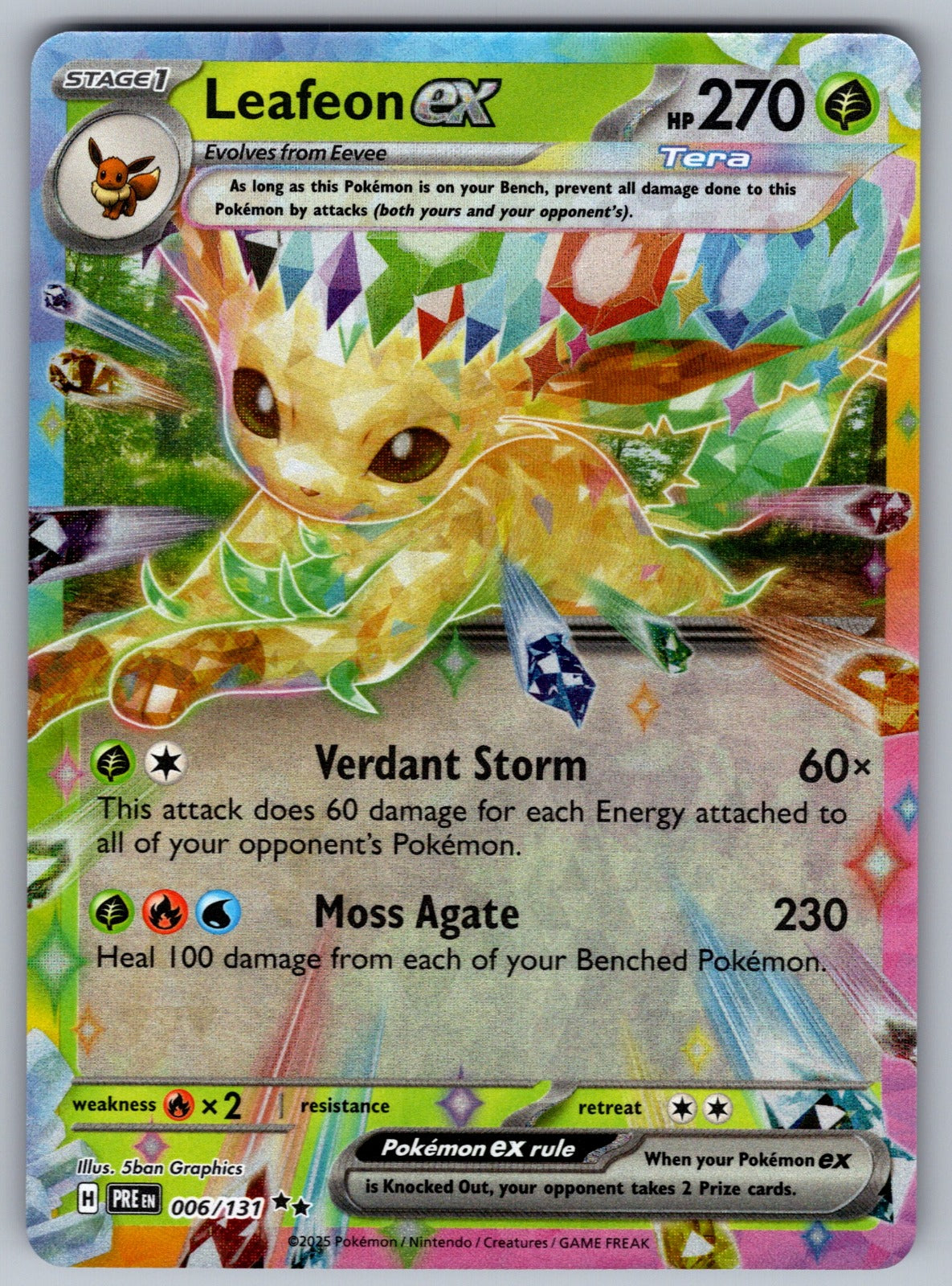 Leafeon ex - Holo Double Rare SV: Prismatic Evolutions 006/131 NM 2025