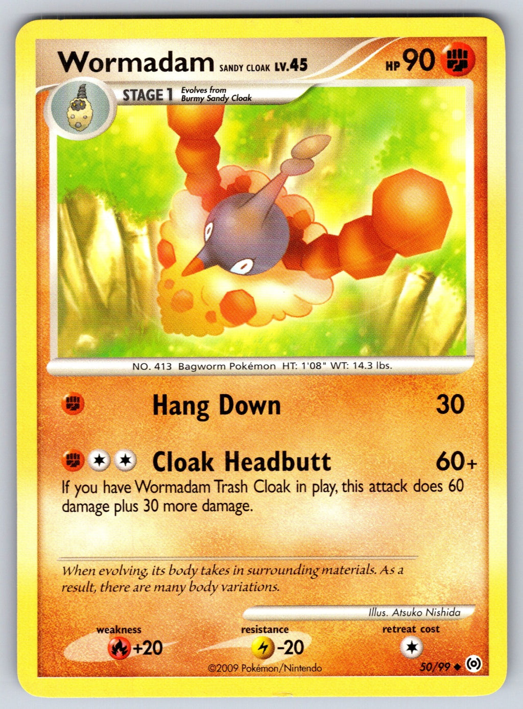 Wormadam Sandy Cloak Uncommon Arceus 50/99 LP 2009