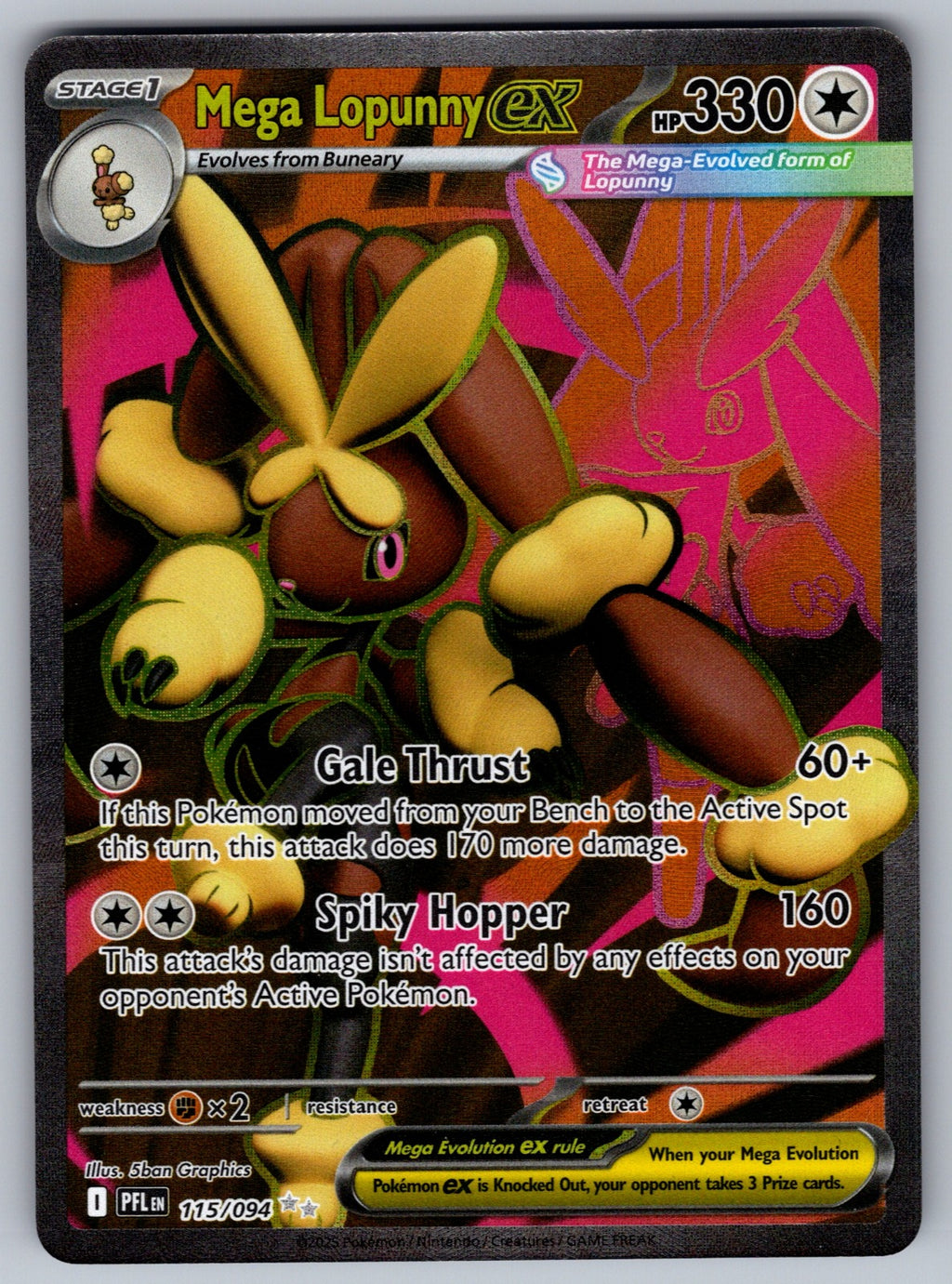 Mega Lopunny ex Holo Ultra Rare ME02: Phantasmal Flames 115/094 NM 2025