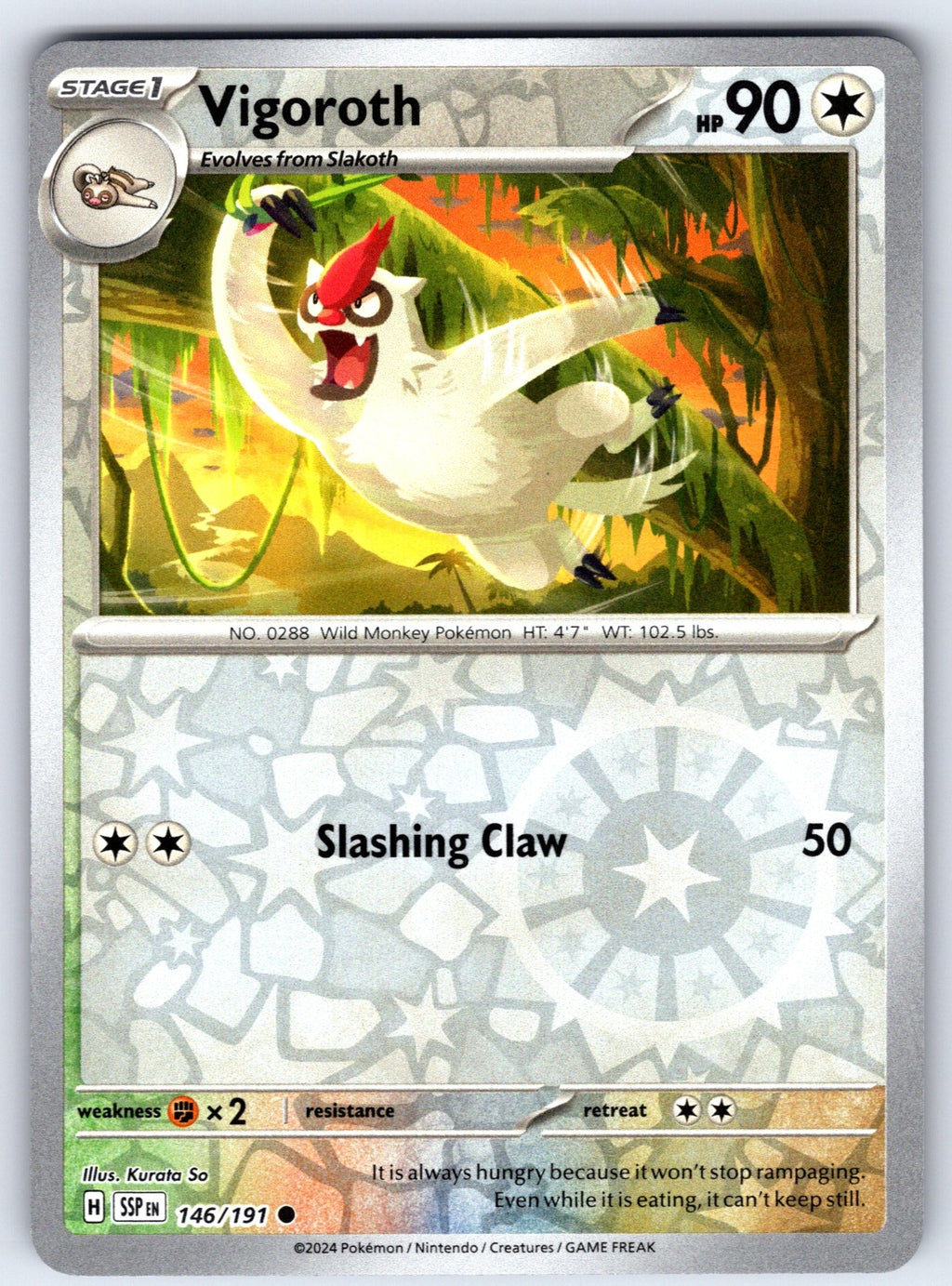 Vigoroth Reverse Holo Common SV08: Surging Sparks 146/191 NM 2024