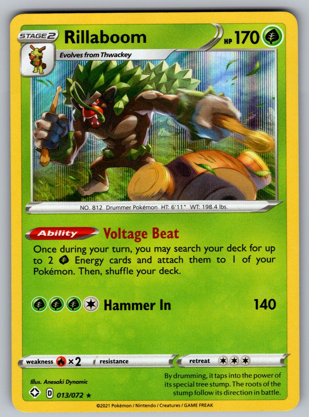 Rillaboom Holo Rare Shining Fates 013/072 NM 2021