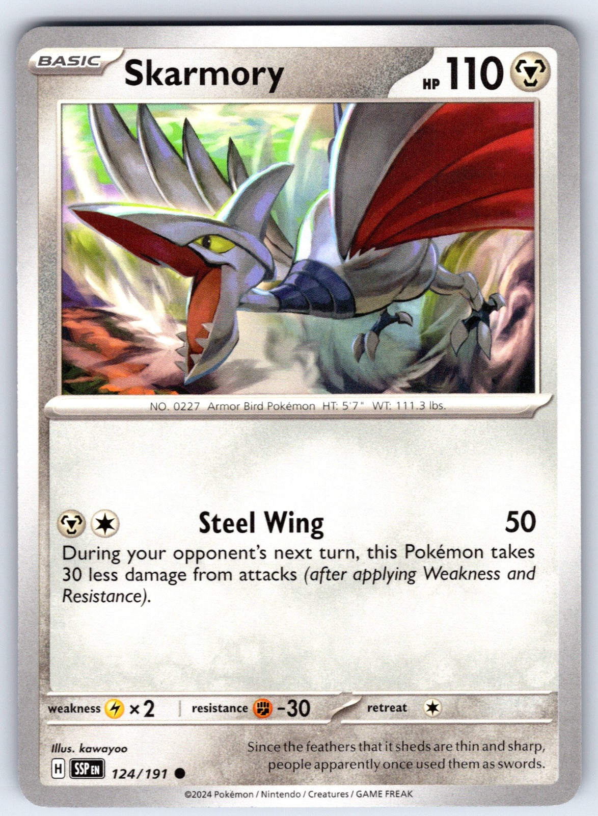 Skarmory Common SV08: Surging Sparks 124/191 LP 2024