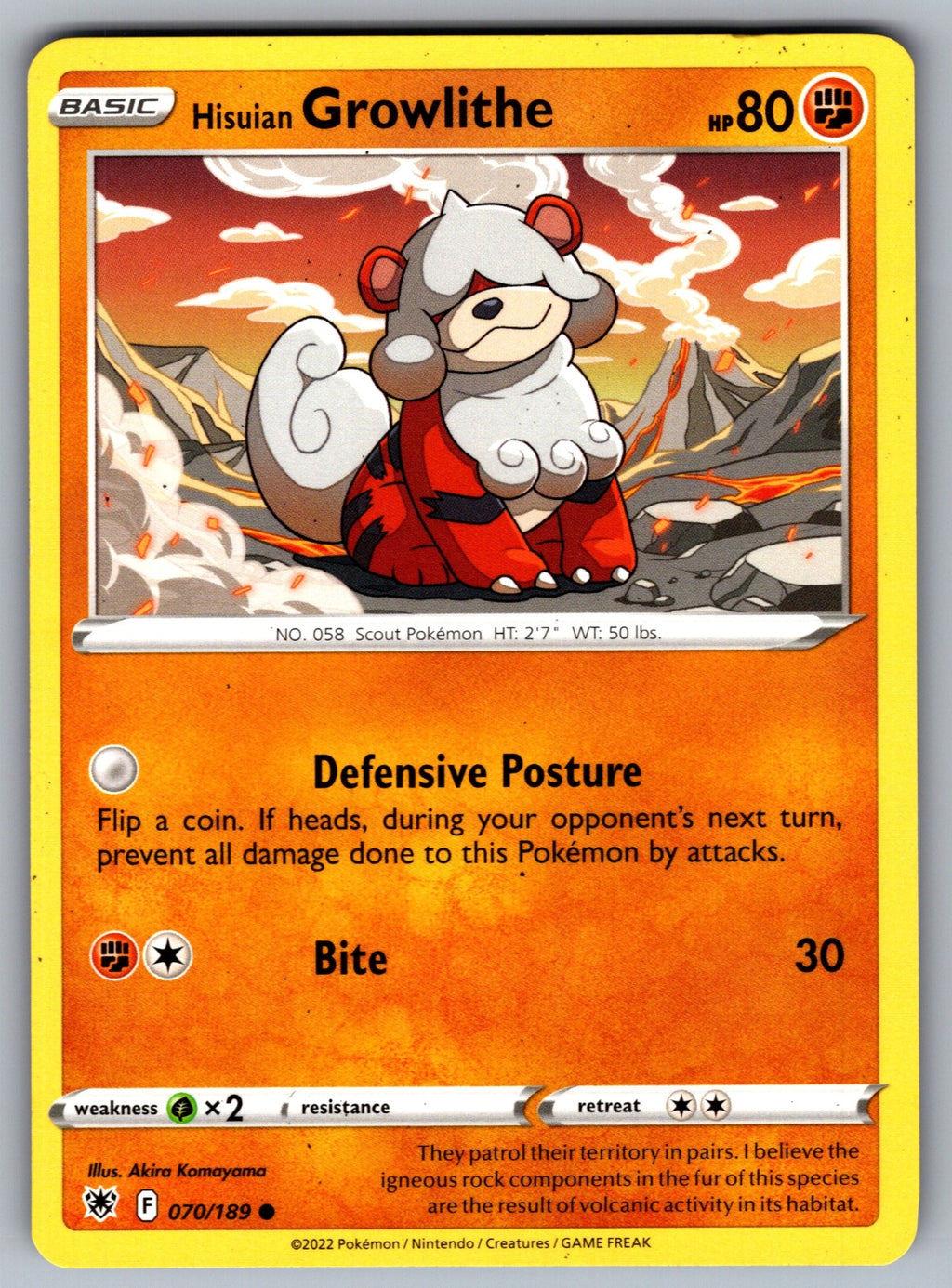 Hisuian Growlithe Common SWSH10: Astral Radiance 070/189 NM 2022