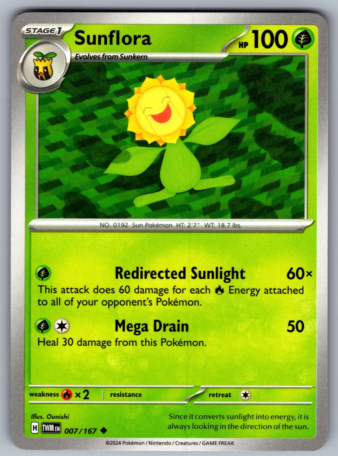 Sunflora Uncommon SV06: Twilight Masquerade 007/167 NM 2024