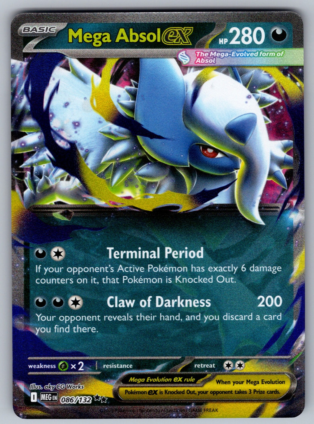 Mega Absol ex - Holo Double Rare ME01: Mega Evolution 086/132 NM 2025