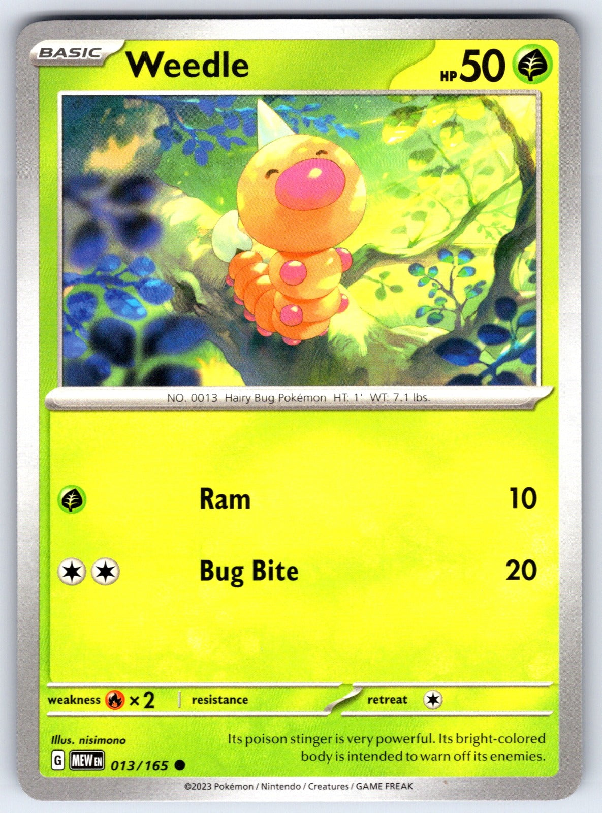 Weedle Common SV: Scarlet & Violet 151 013/165 NM 2023