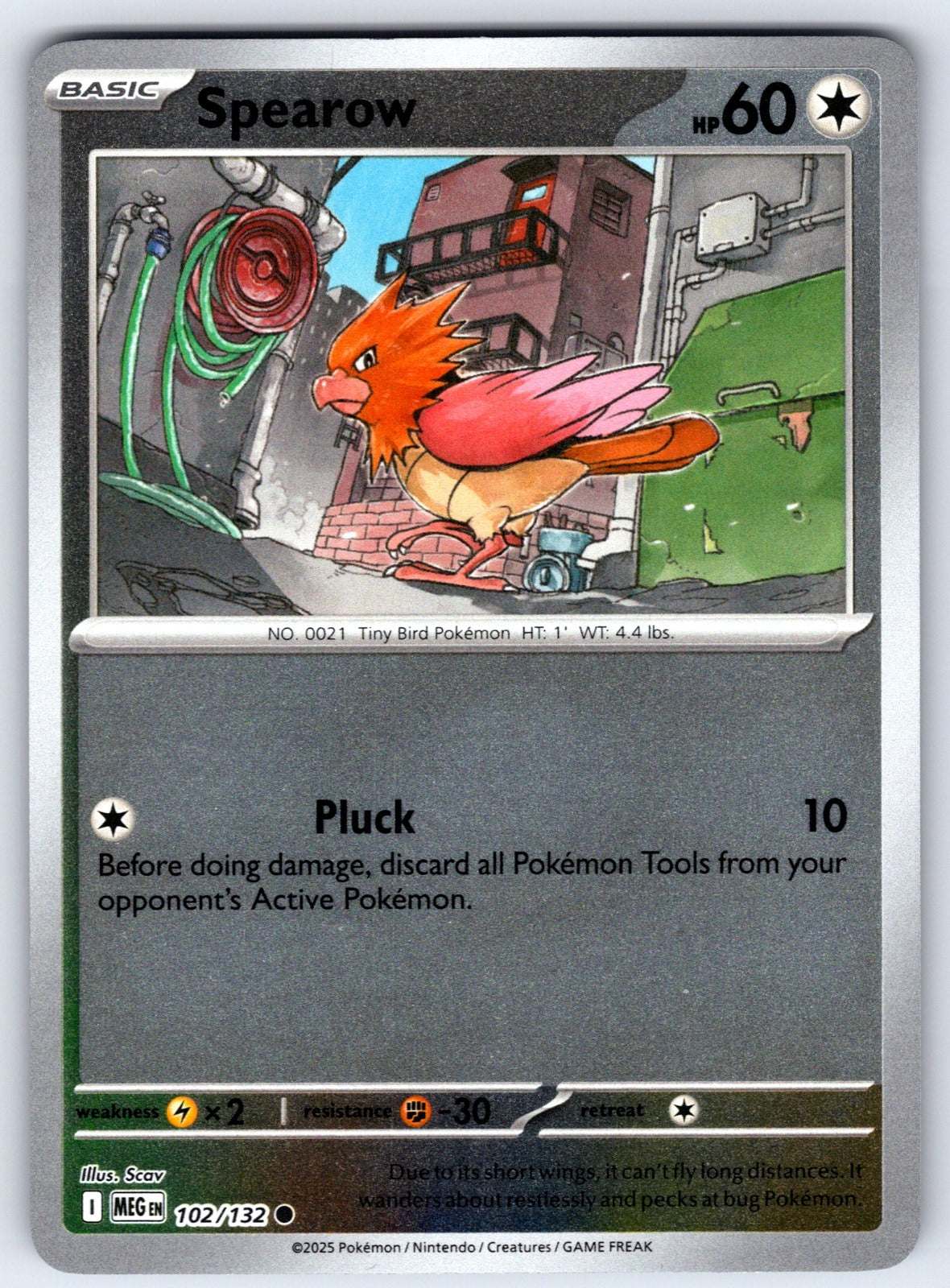 Spearow Reverse Holo Common ME01: Mega Evolution 102/132 NM 2025