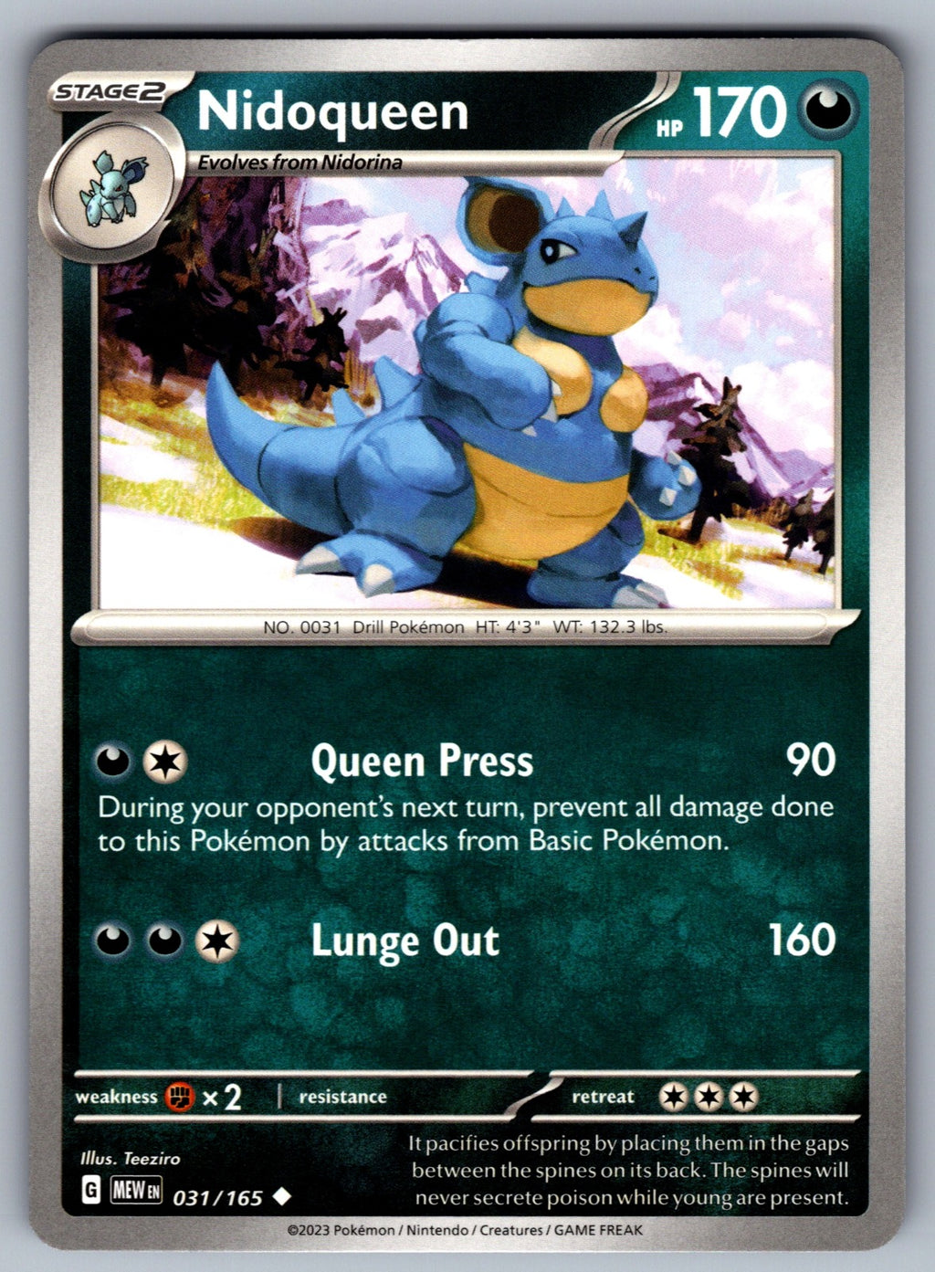 Nidoqueen Uncommon SV: Scarlet & Violet 151 031/165 NM 2023