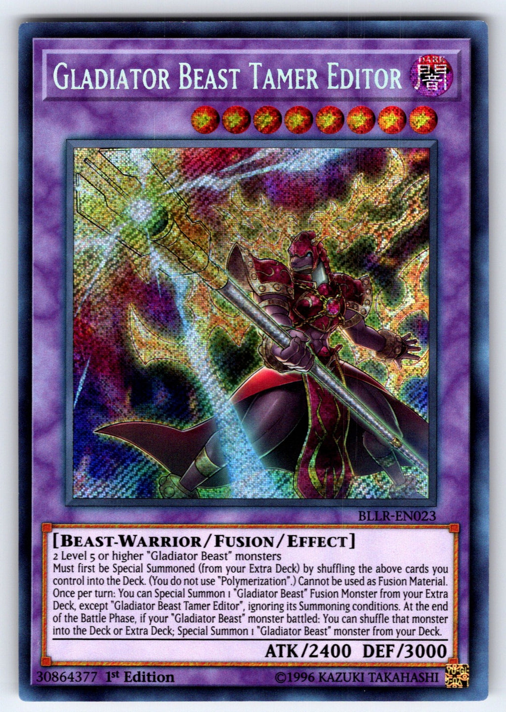 Gladiator Beast Tamer Editor 1st Edition Secret Rare Battles of Legend: Light's 