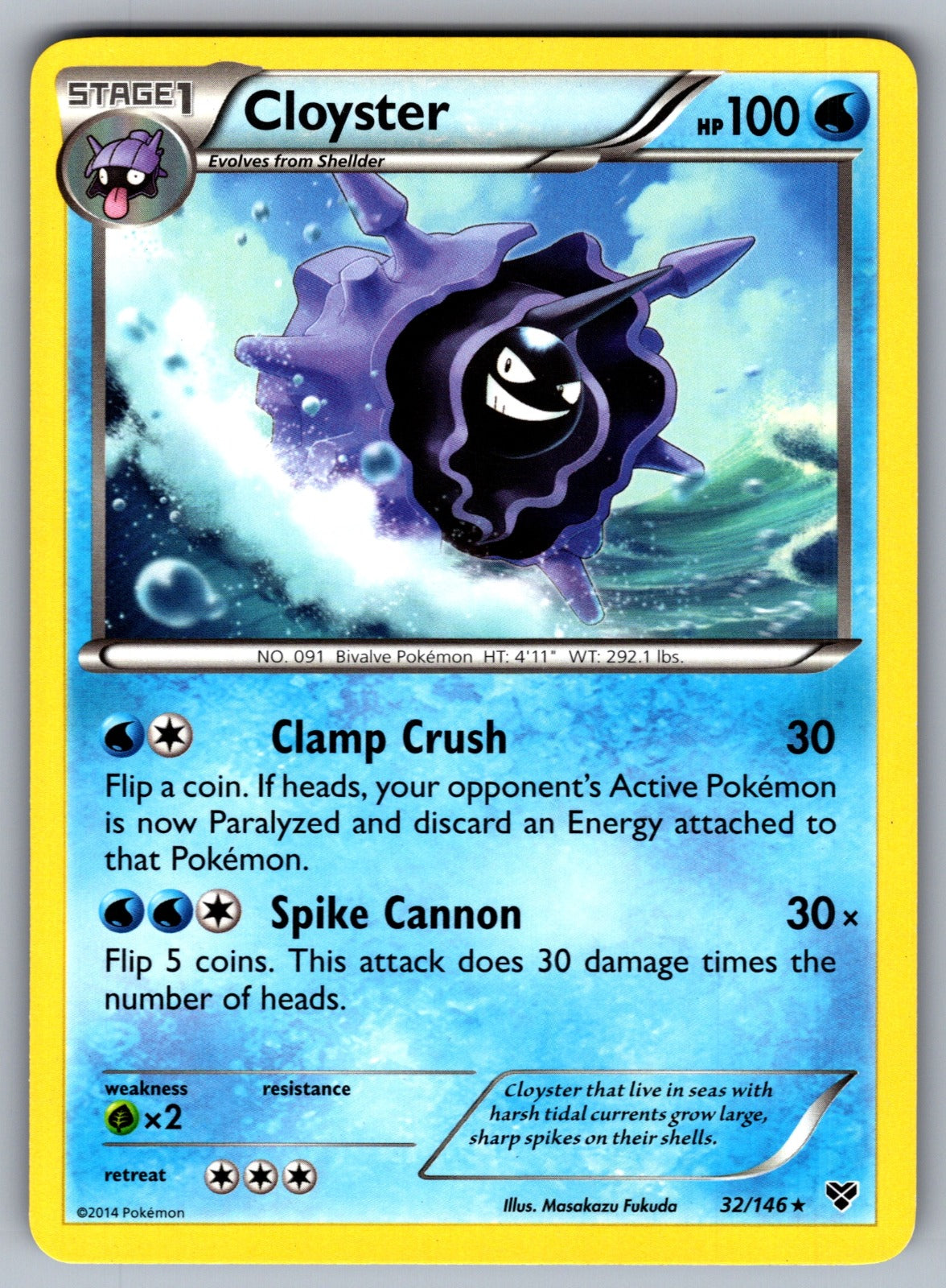 Cloyster Rare XY Base Set 32/146 LP 2014