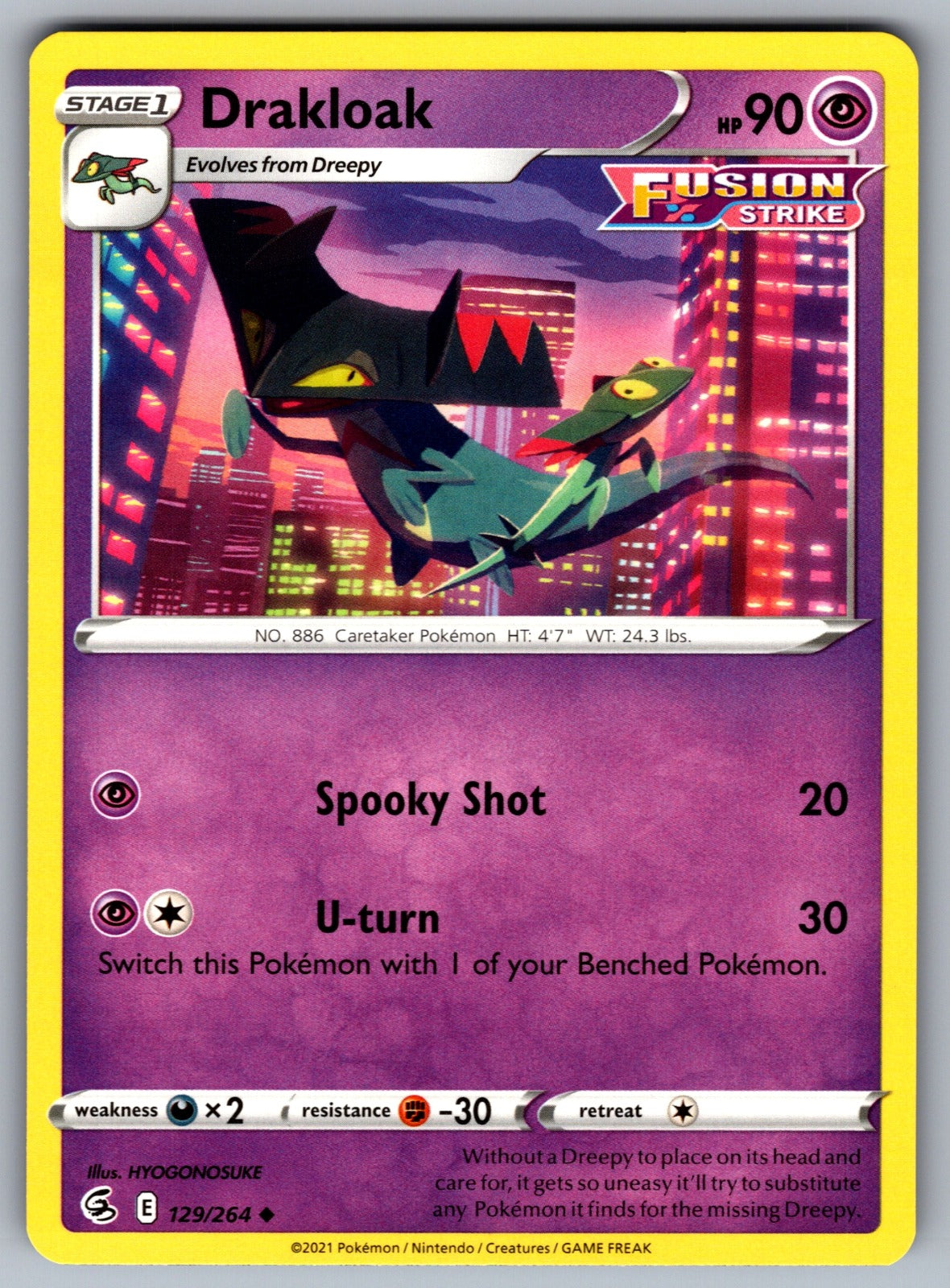 Drakloak Uncommon SWSH08: Fusion Strike 129/264 NM 2021