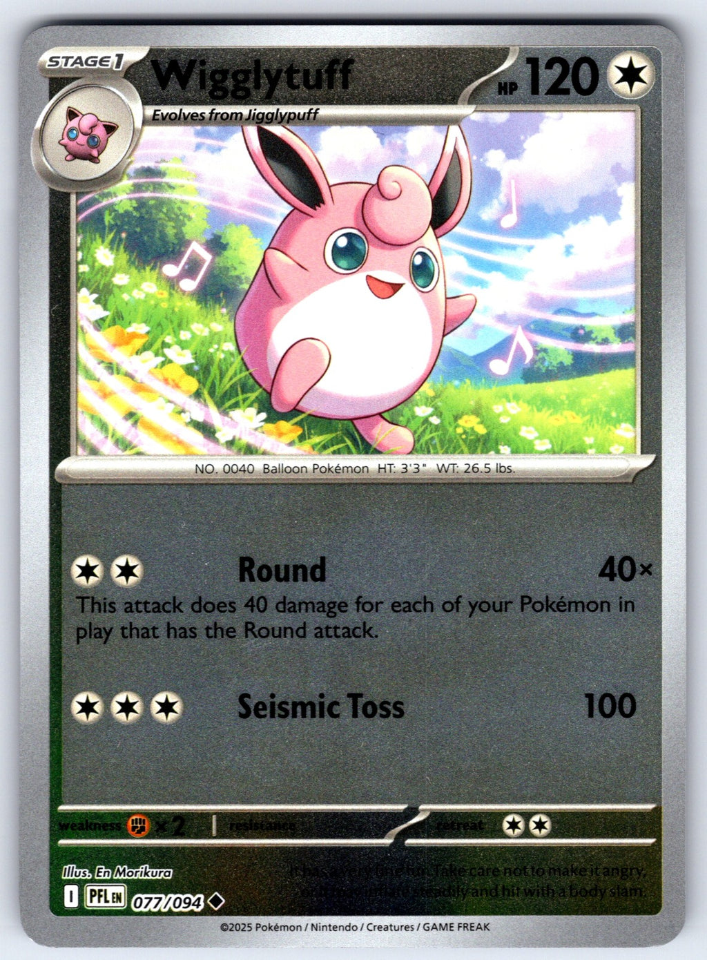 Wigglytuff Reverse Holo Uncommon ME02: Phantasmal Flames 077/094 NM 2025