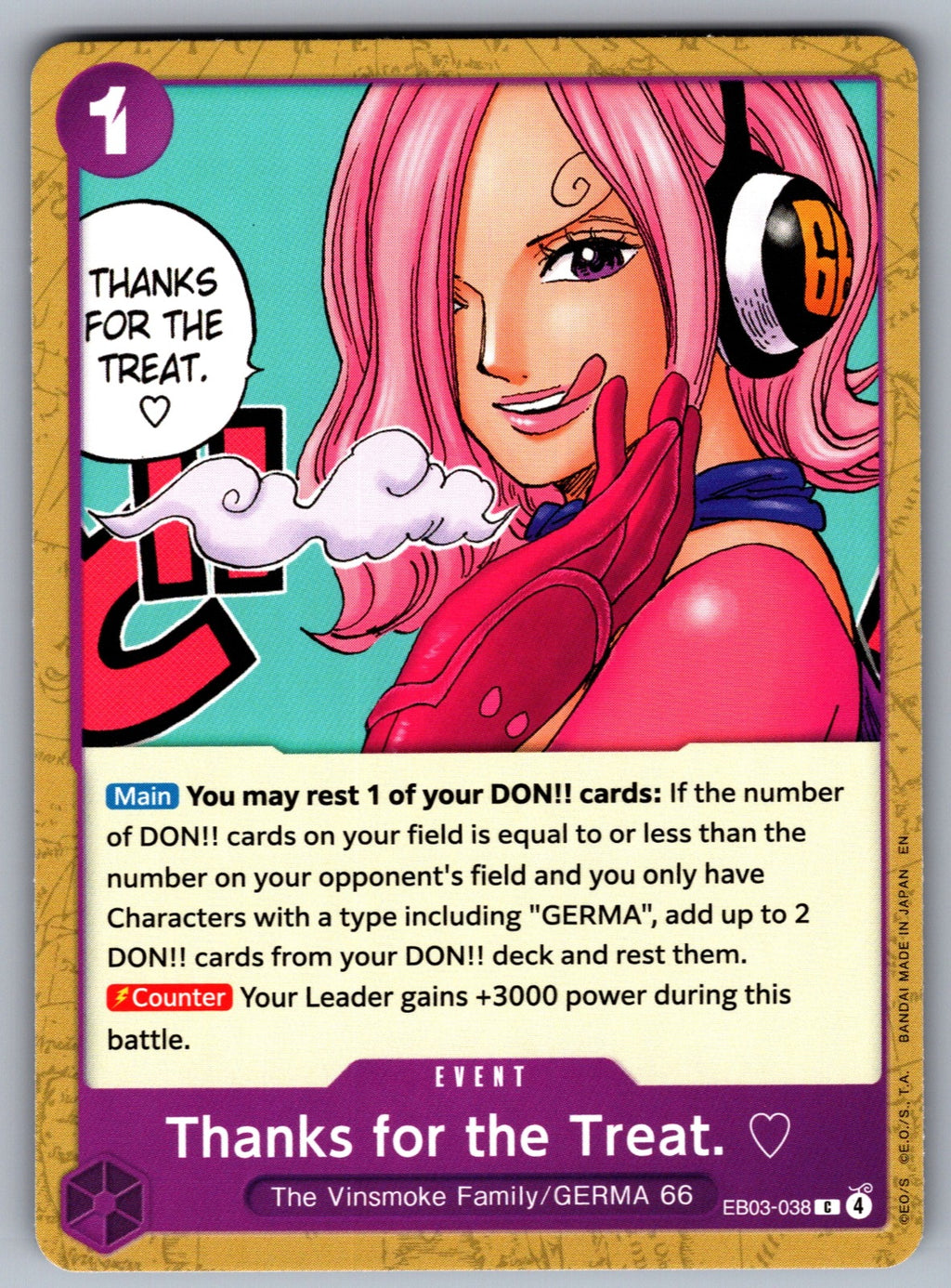 Thanks for the Treat. C Extra Booster: One Piece Heroines Edition EB03-038 NM 20