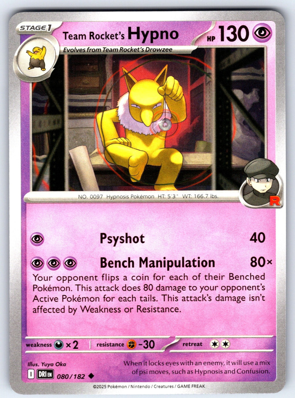 Team Rocket's Hypno Uncommon SV10: Destined Rivals 080/182 NM 2025