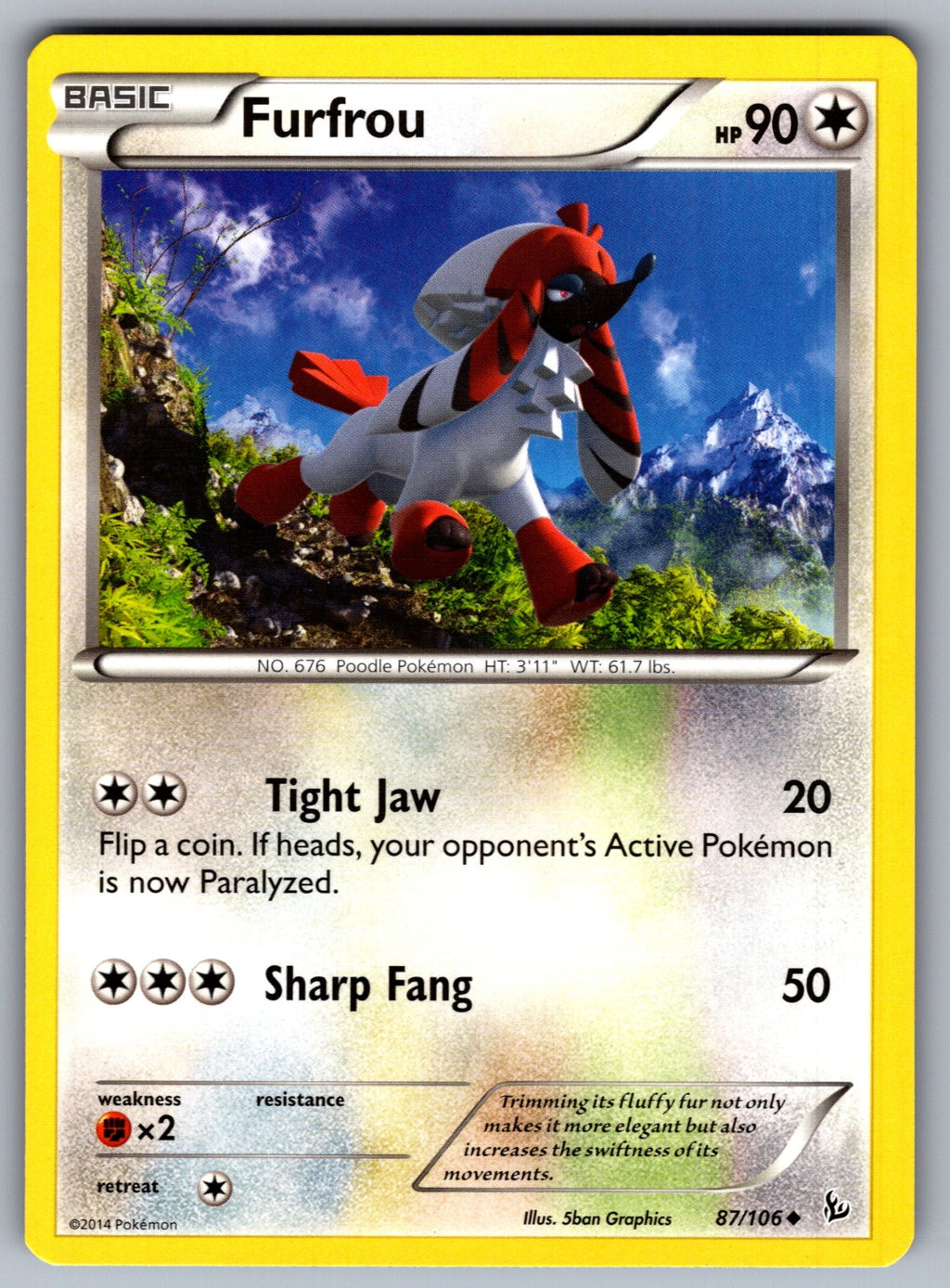 Furfrou Uncommon XY - Flashfire 87/106 LP 2014
