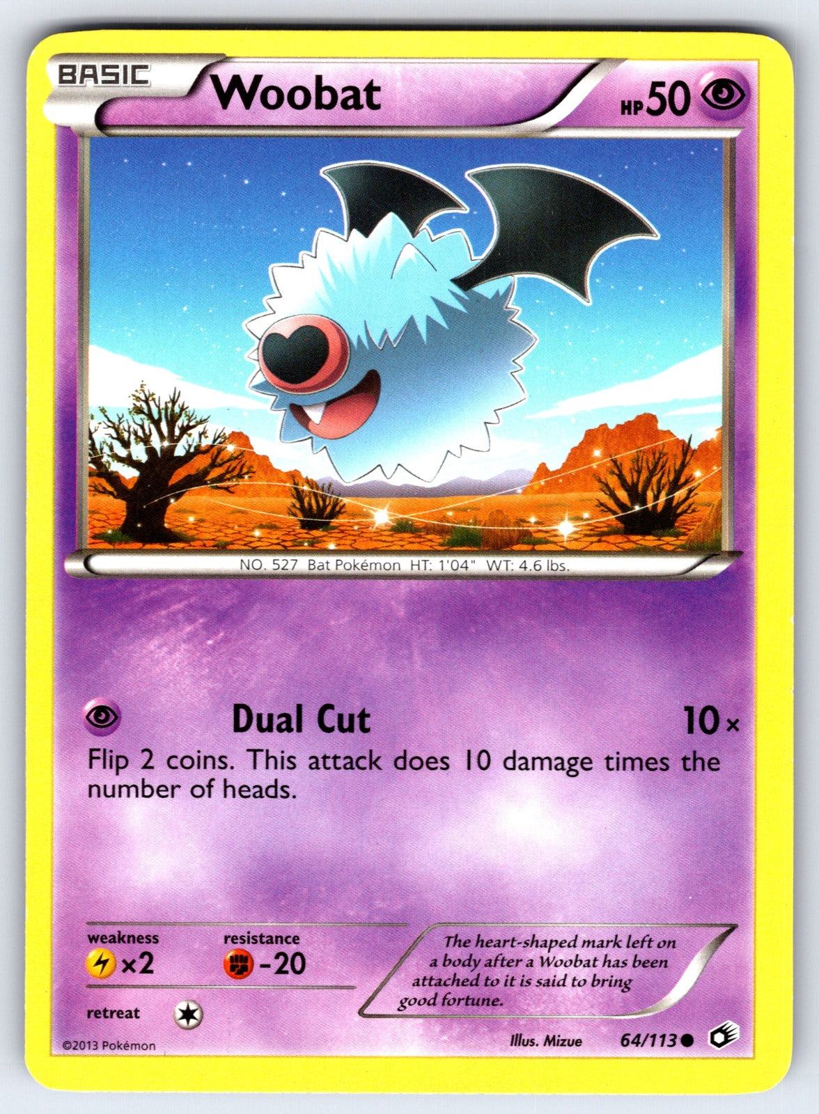 Woobat Common Legendary Treasures 64/113 LP 2013