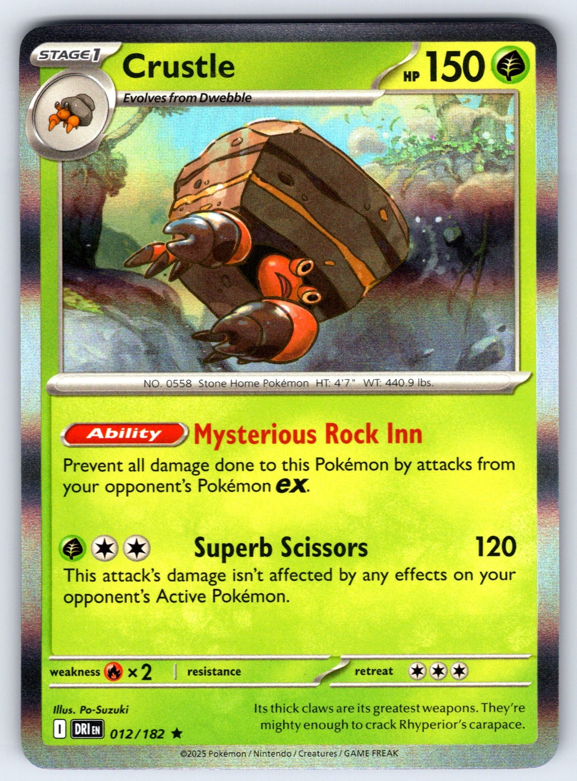 Crustle Holo Rare SV10: Destined Rivals 012/182 NM 2025